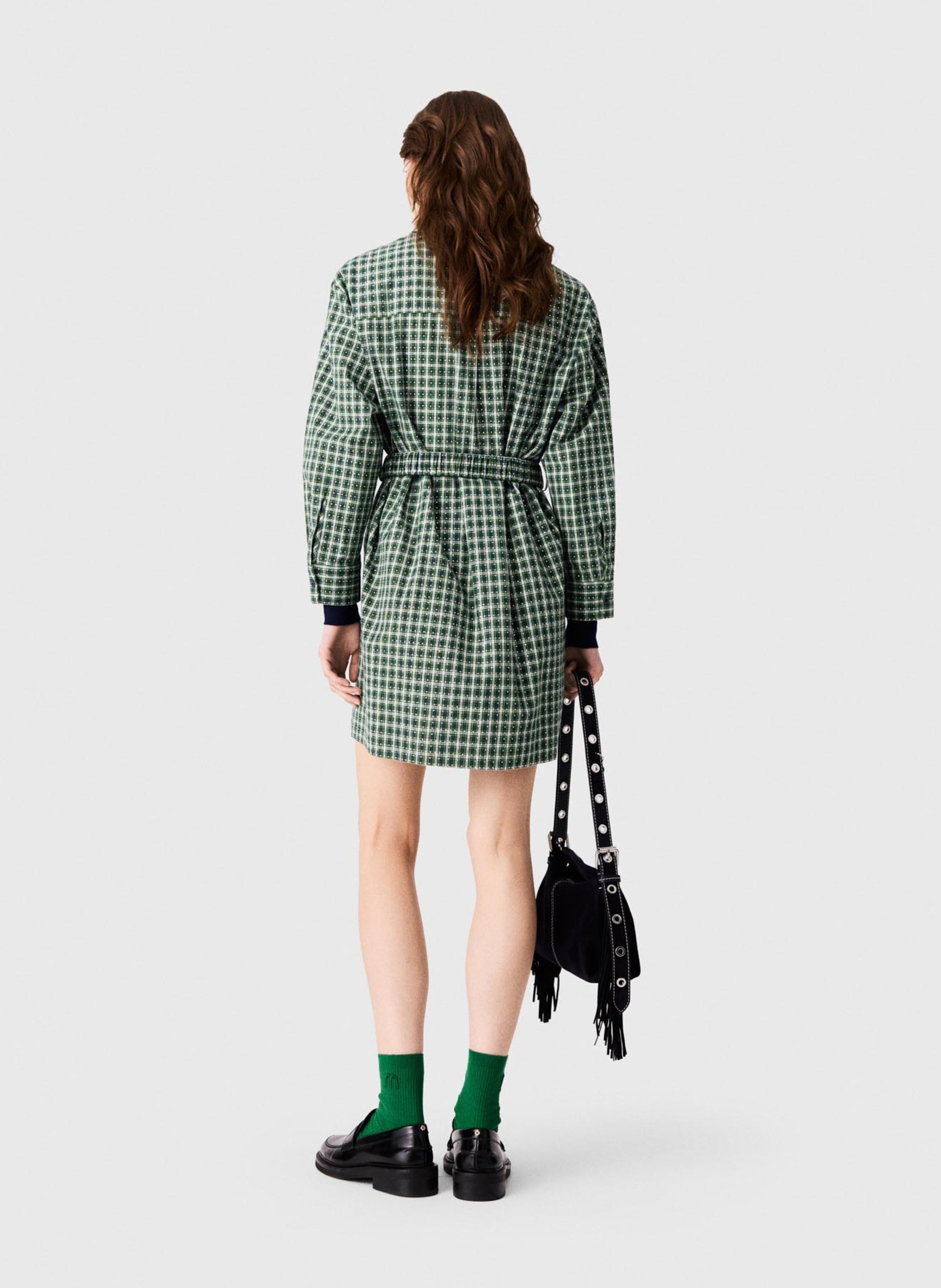 Robe chemise courte en coton MAJE Vert