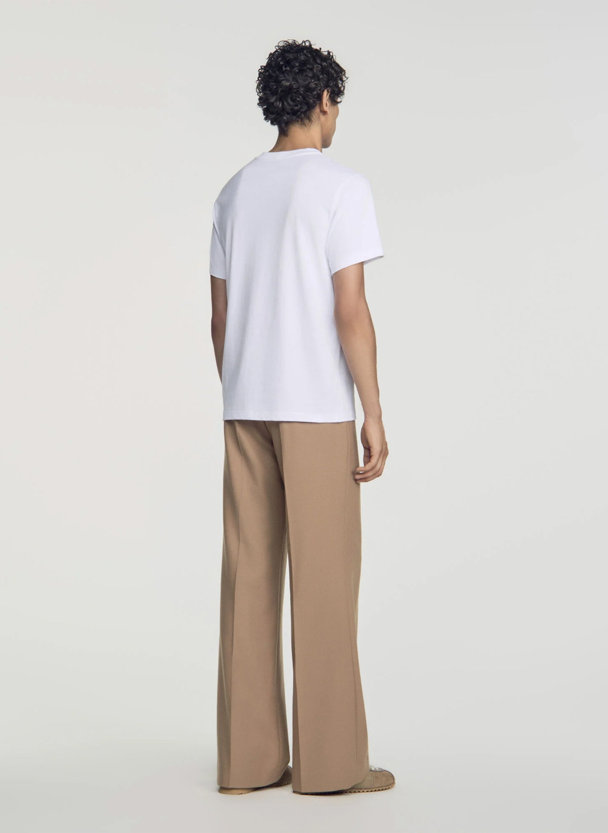 Tee-shirt droit col rond en coton SANDRO Blanc