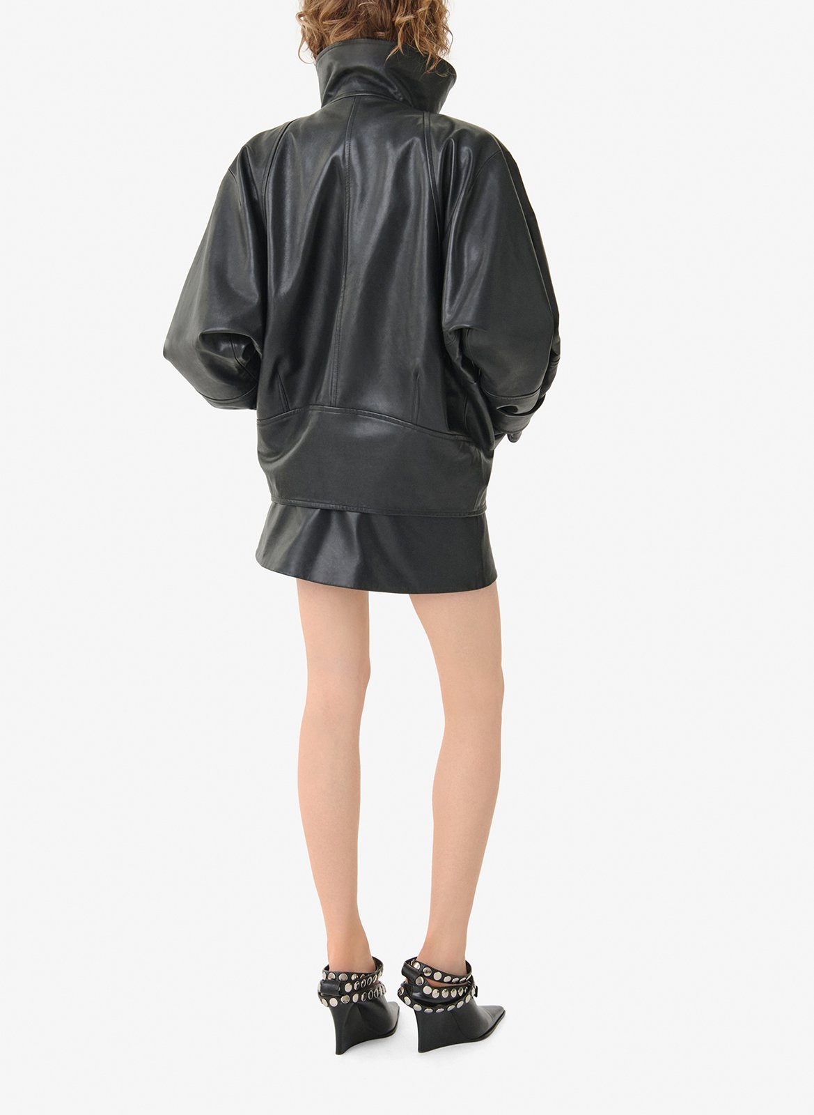 Oversize-Lederjacke IRO Schwarz