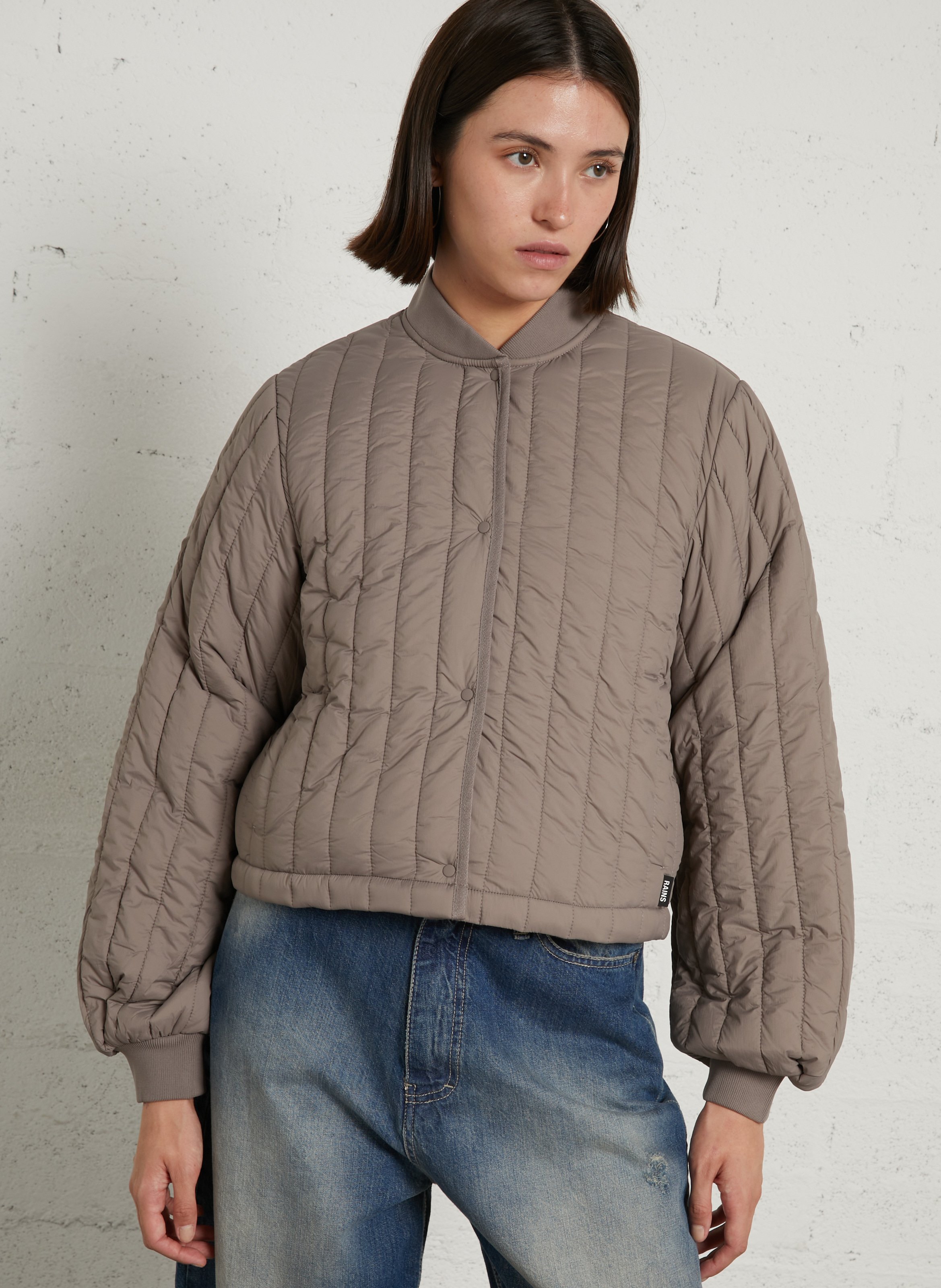 Quilted solid straight jacket RAINS Beige