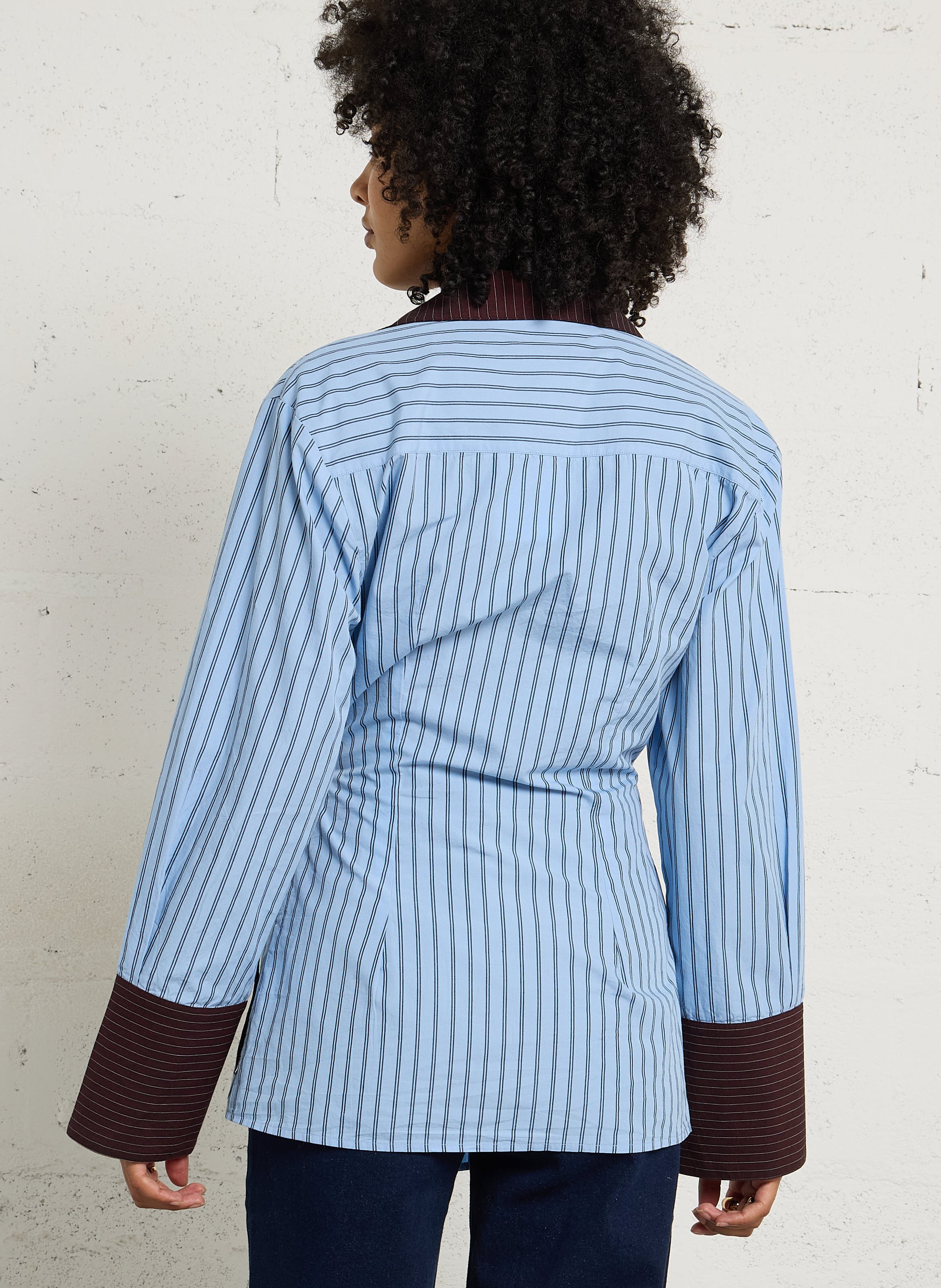 Chemise à rayures en coton FABIENNE CHAPOT Bleu