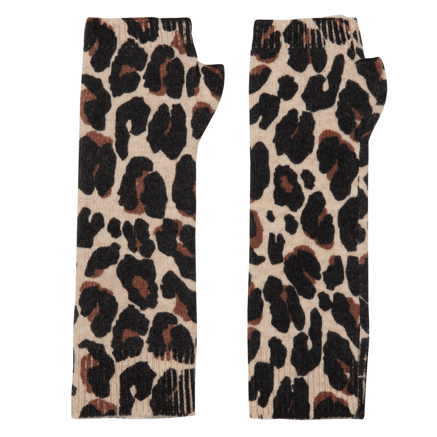 Mitaines à imprimé animal en laine mérinos MAJESTIC FILATURES Beige