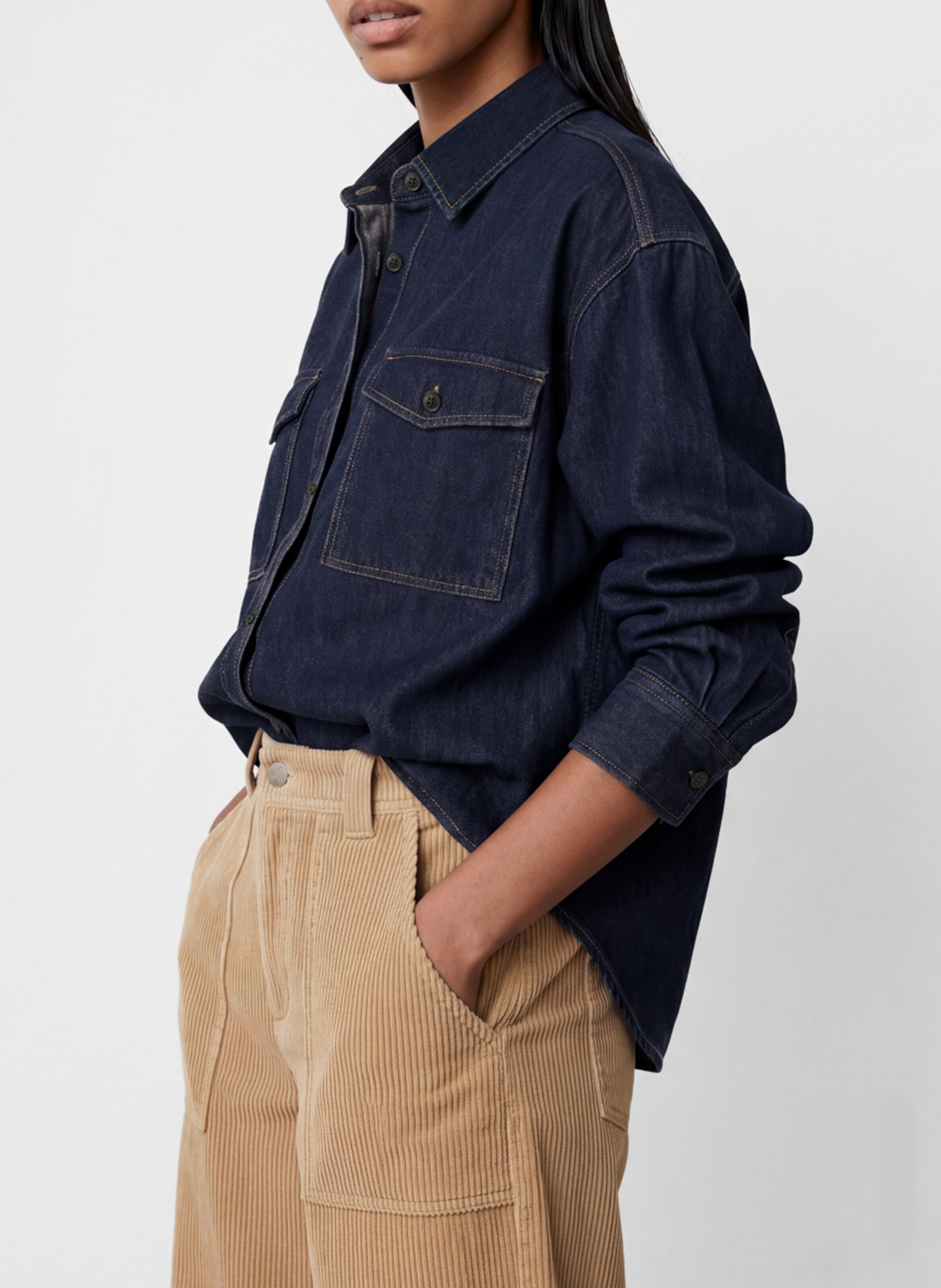 Straight cotton denim shirt CLOSED Blue