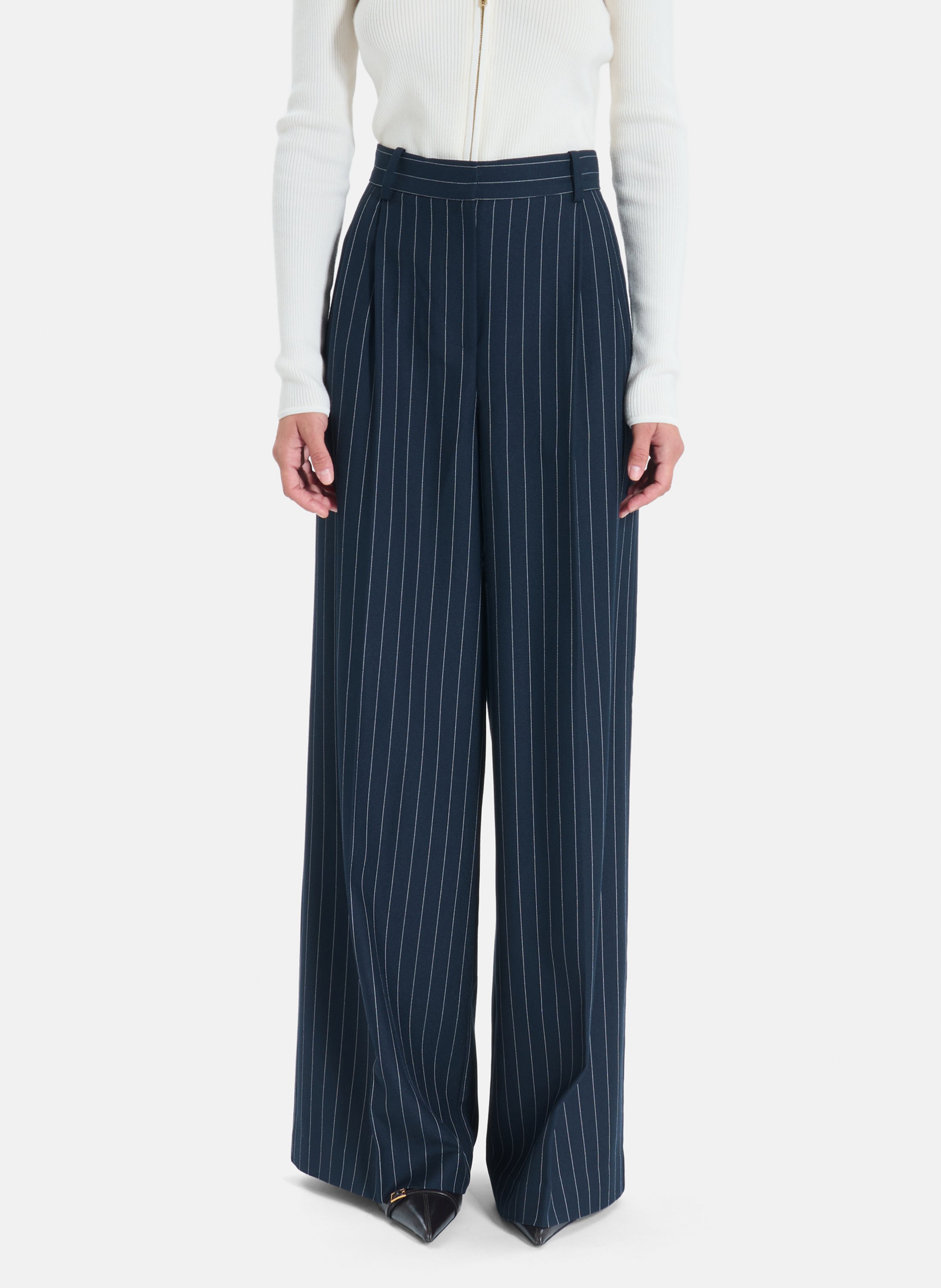 Pantalon large à plis ZAPA Blanc