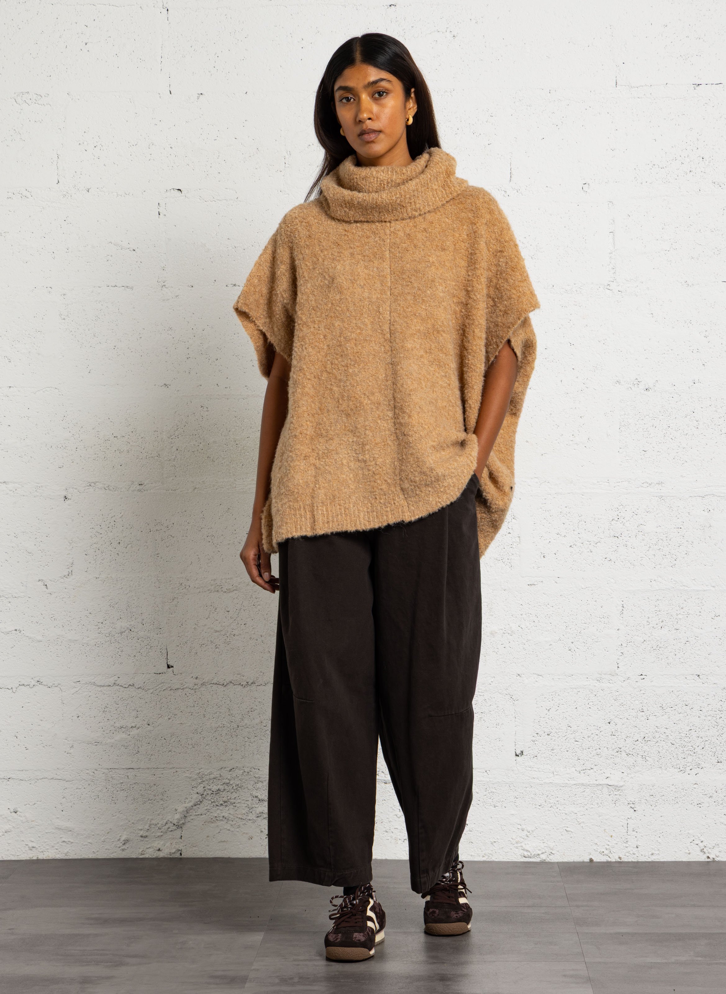 Wide-leg cotton pants PLEASE Brown