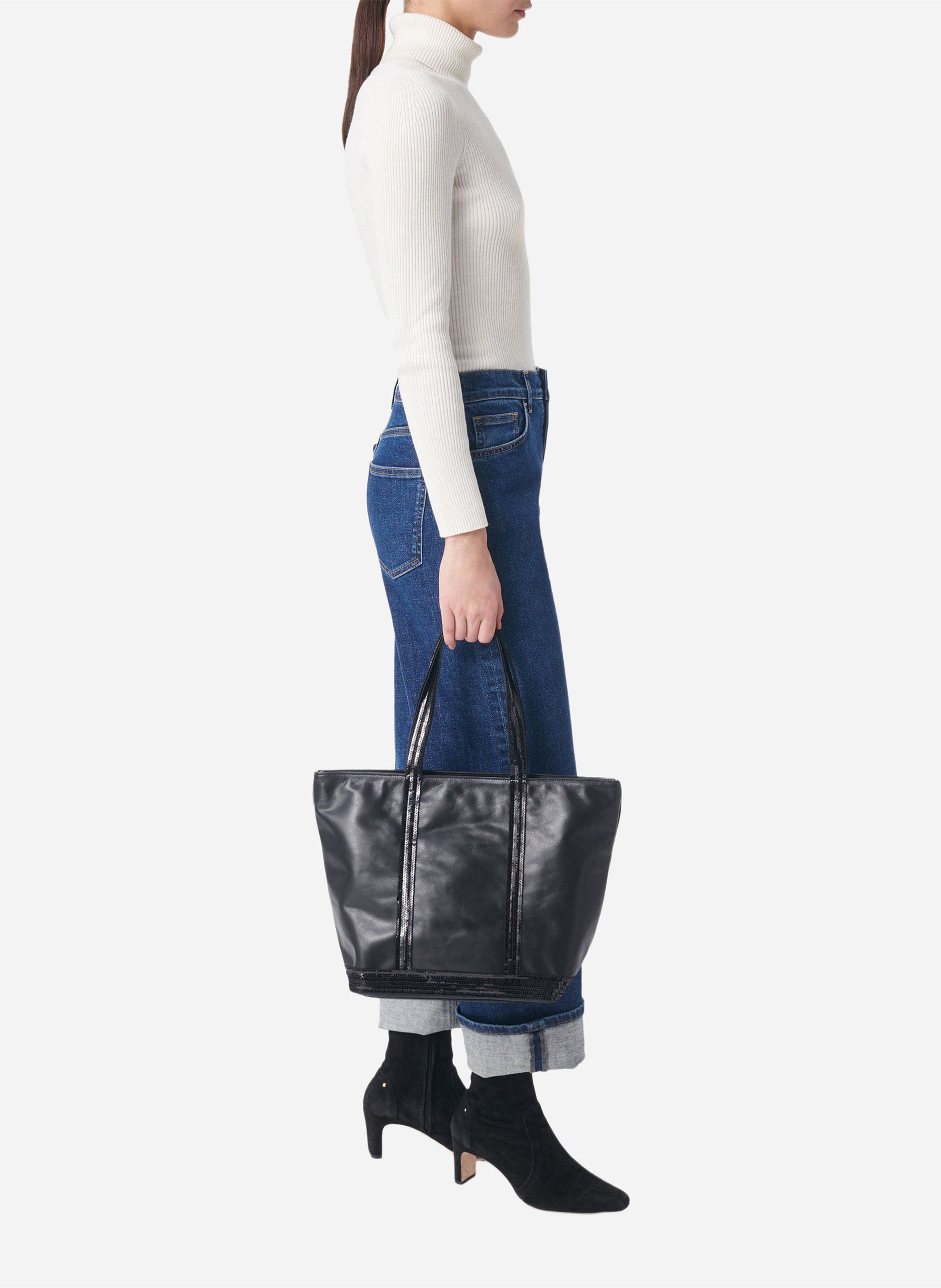 Leather tote bag VANESSA BRUNO Black