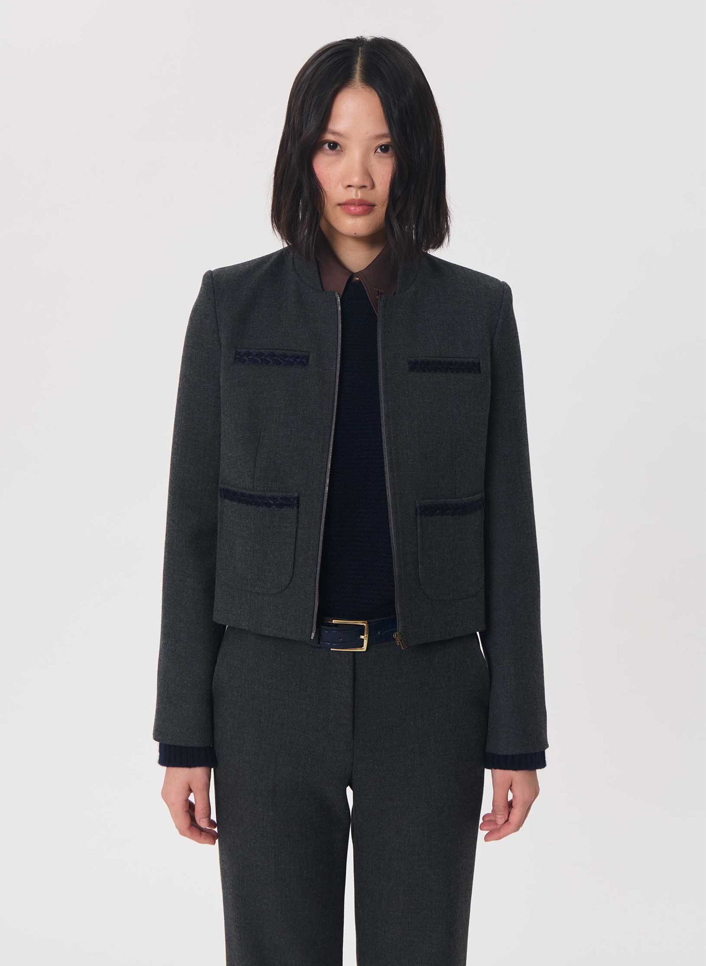 High-neck jacket TARA JARMON Grey
