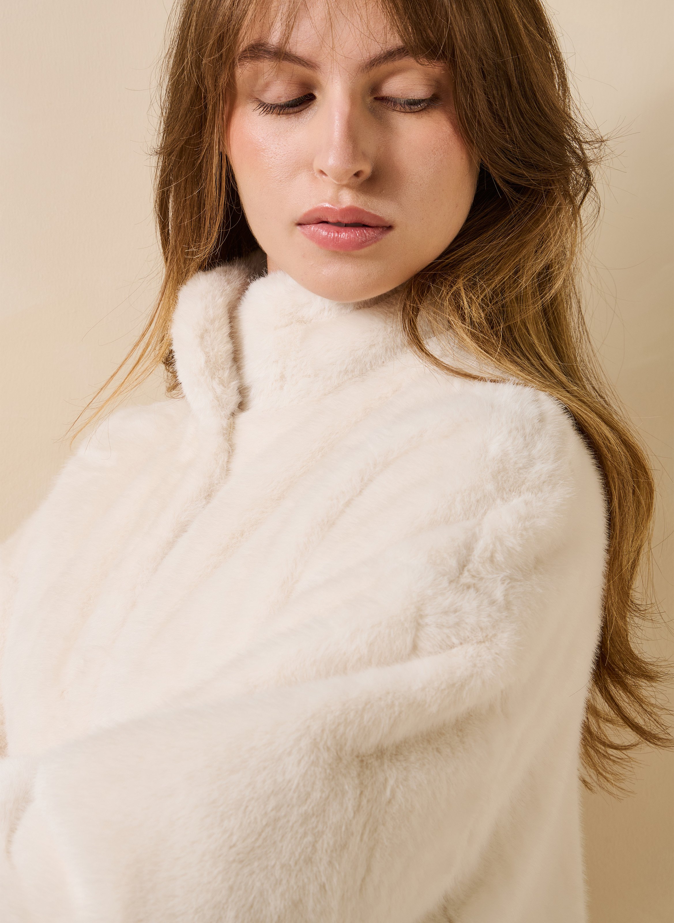 Faux fur coat LA FEE MARABOUTEE Beige
