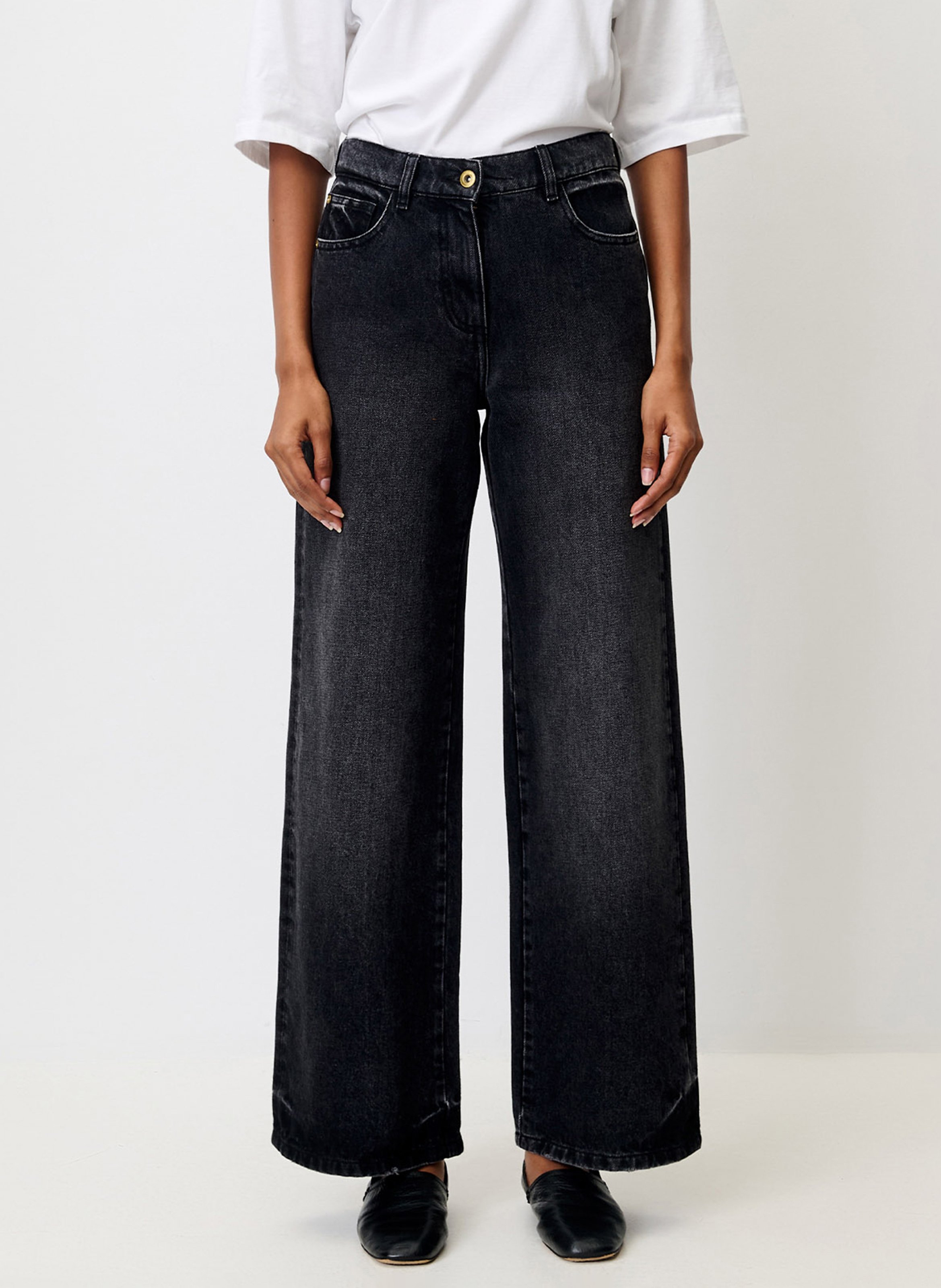 Straight Cut Jeans aus Baumwolle SESSUN Schwarz