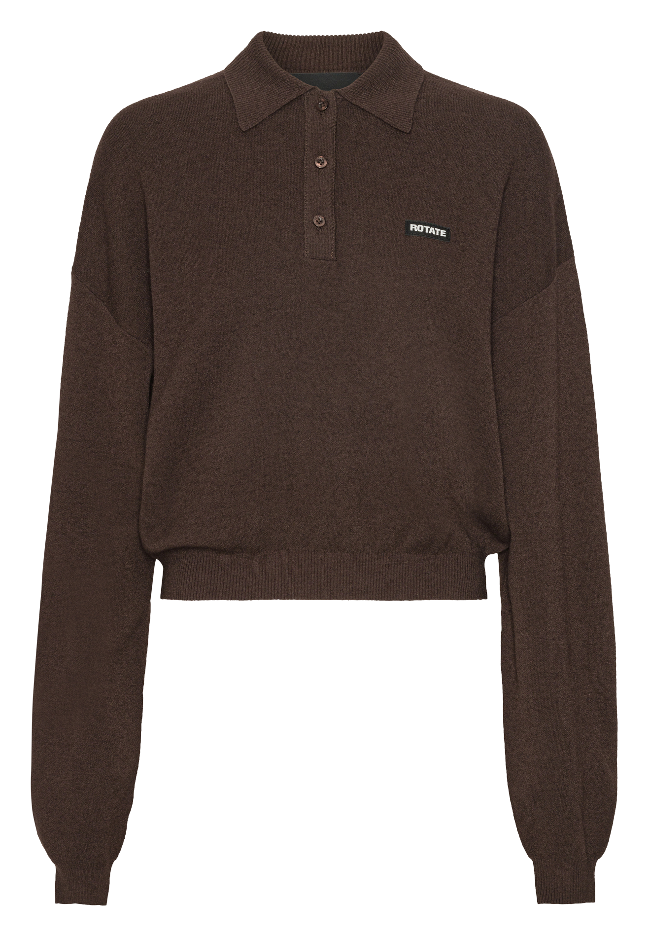 Solid-color sweatshirt with a buttoned collar ROTATE Brown