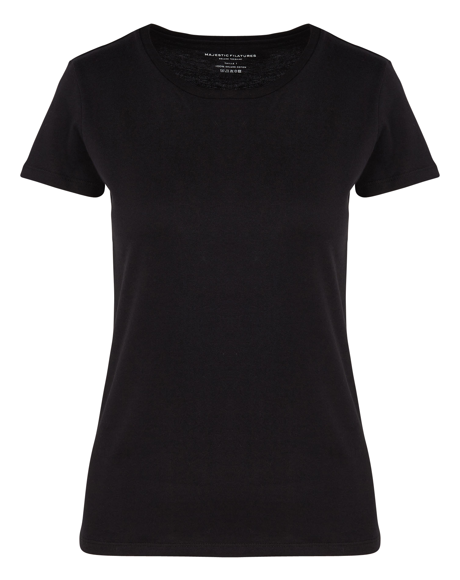 Tee-shirt col rond en coton MAJESTIC FILATURES Noir