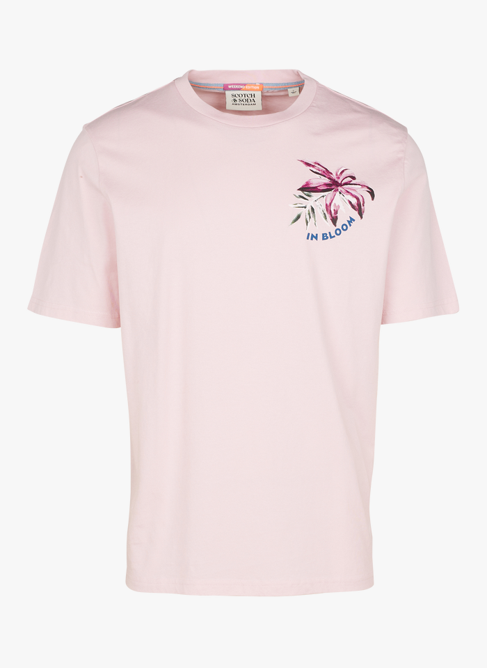 SCOTCH AND SODA Regular-fit, katoenen T-shirt met ronde hals en zeefdruk | Roze