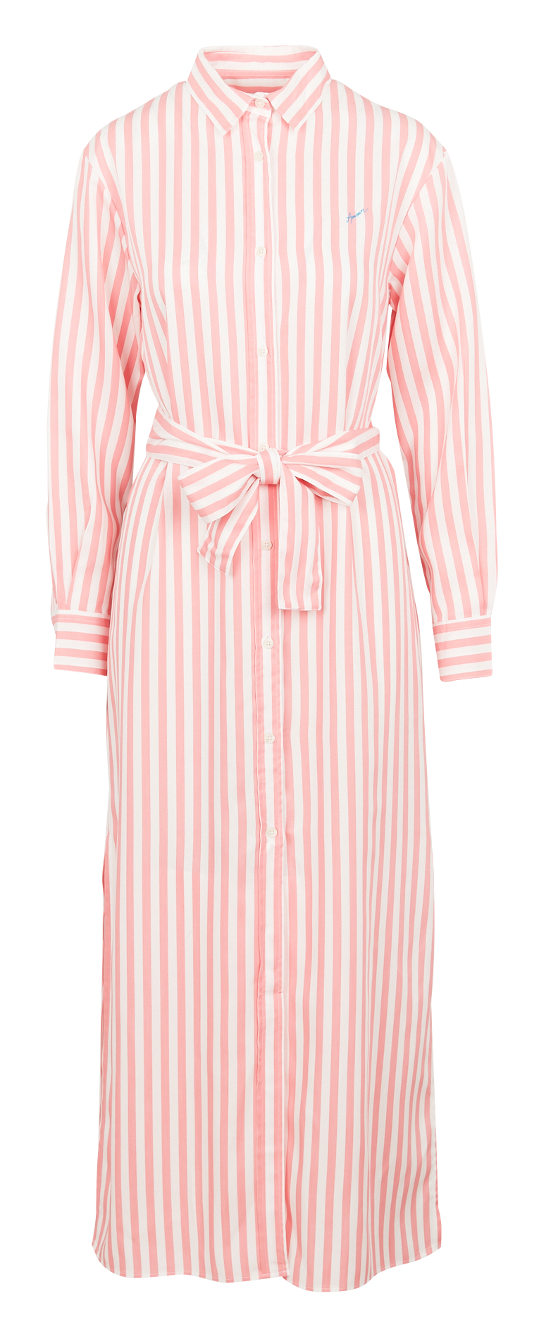 Robe longue col classique brodée "Amour" MAISON LABICHE Rose