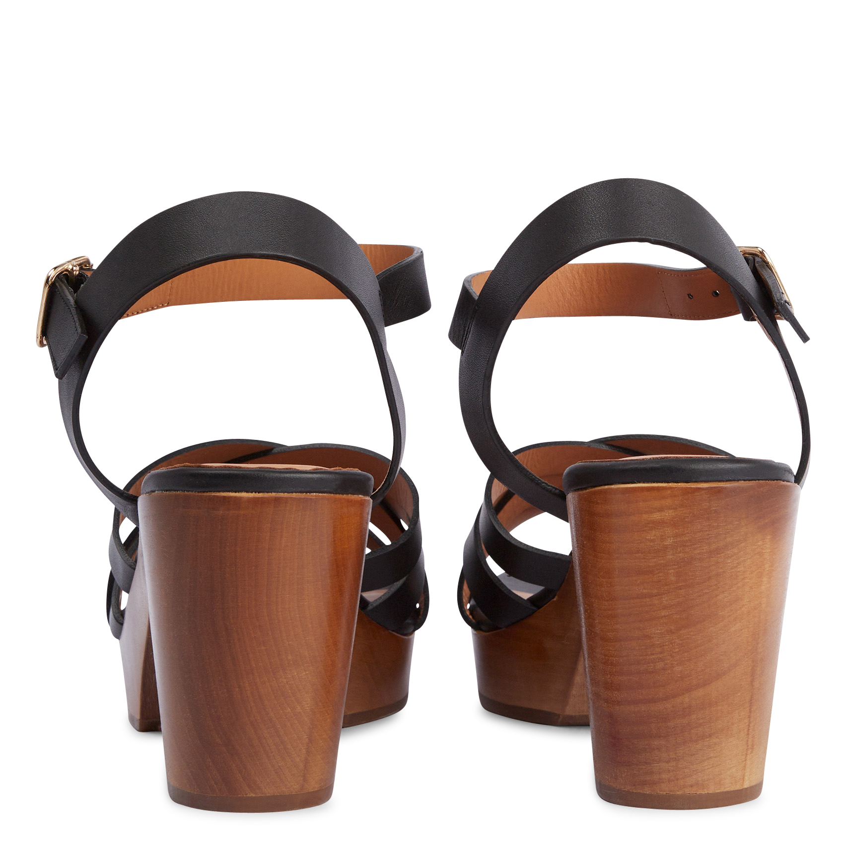 Heeled leather sandals RIVECOUR Black