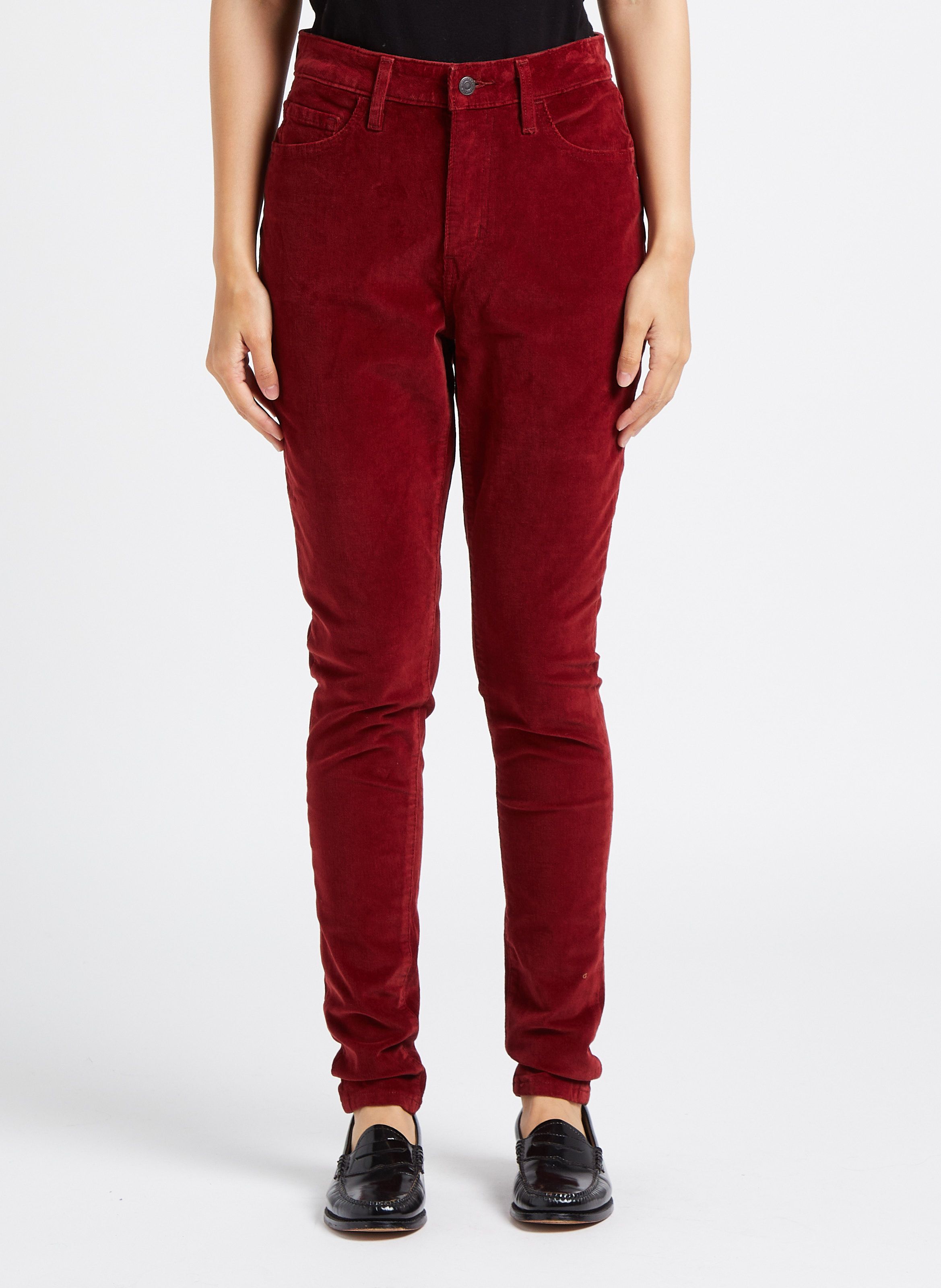 721 Corduroy High Rise Button Front Skinny Women's Pants - Red | Levi's® US