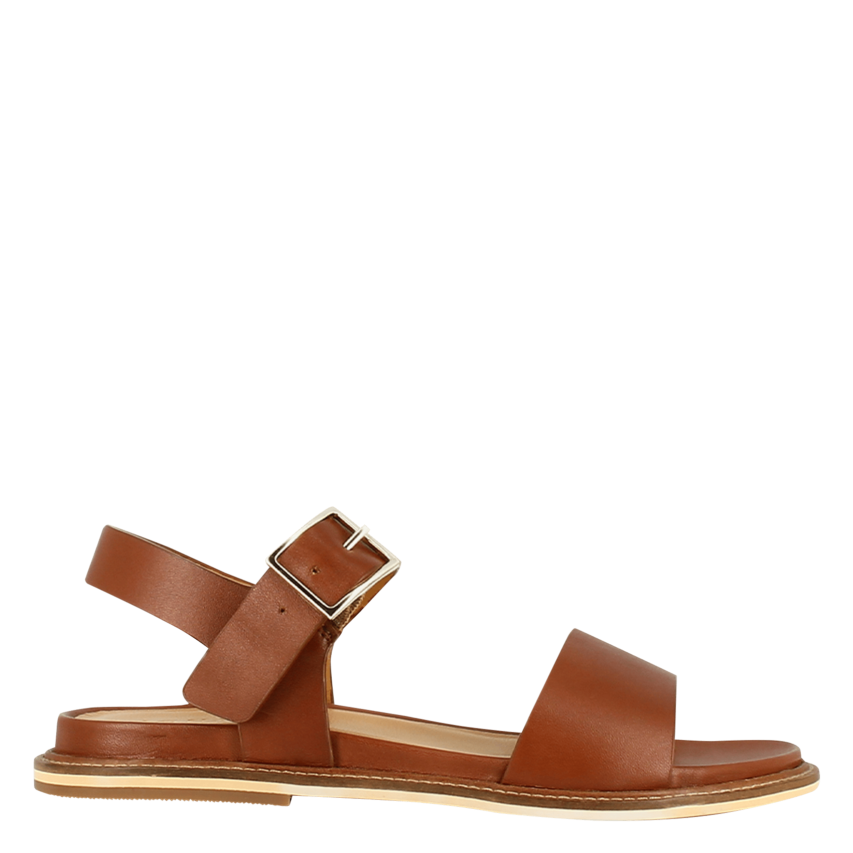 Sandales plates à brides en cuir JONAK Marron