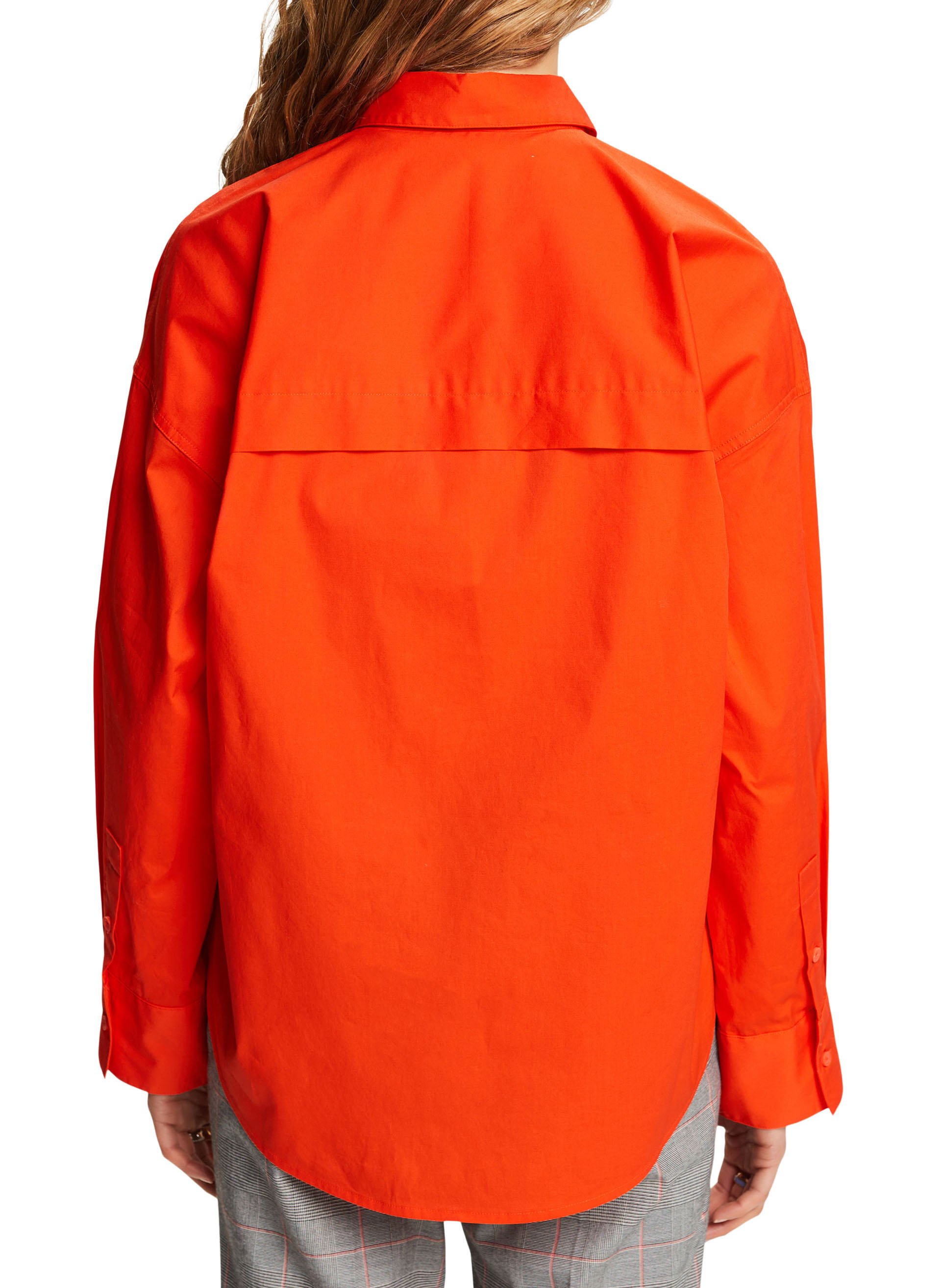 Loose-fit cotton-blend shirt with classic collar ESPRIT Orange
