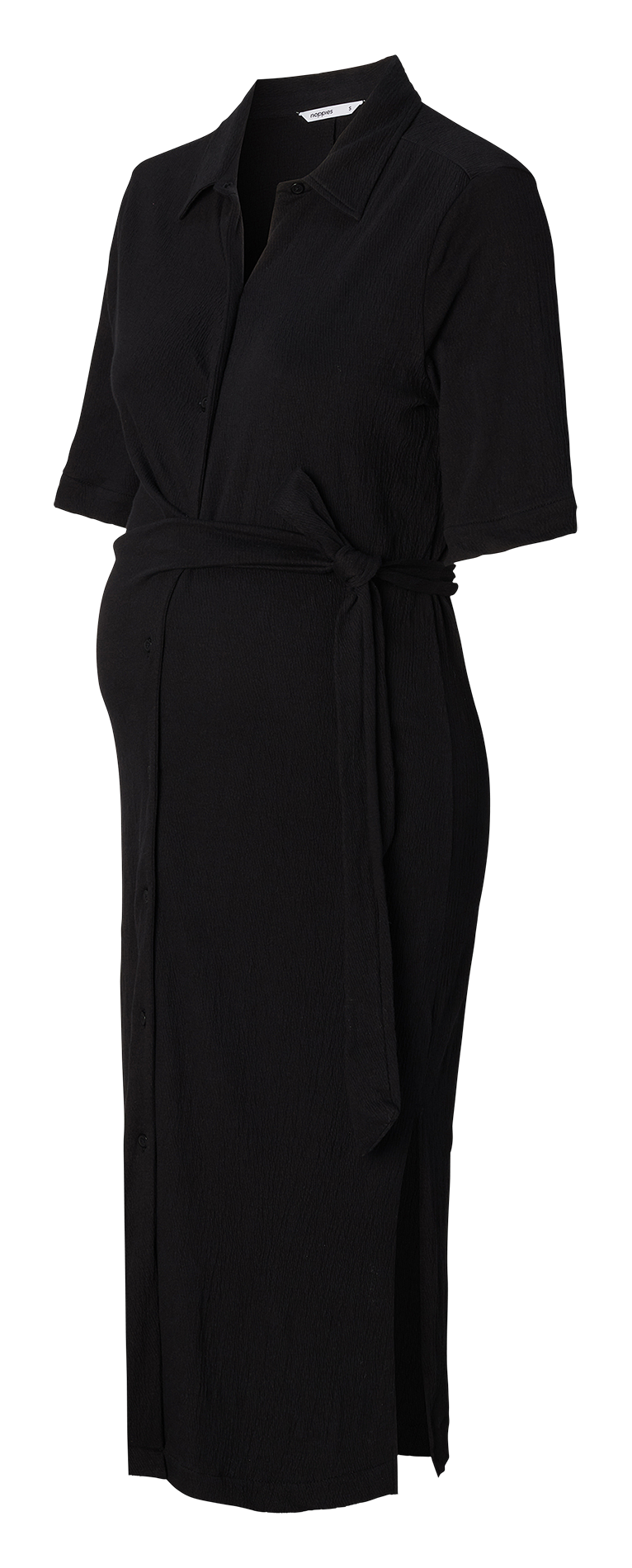 Organic cotton-blend midi dress with classic collar NOPPIES Black