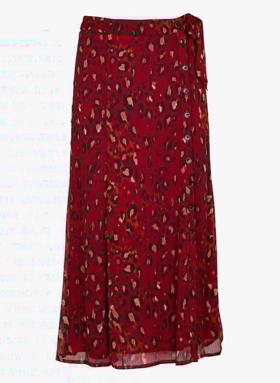 Red Long A line skirt