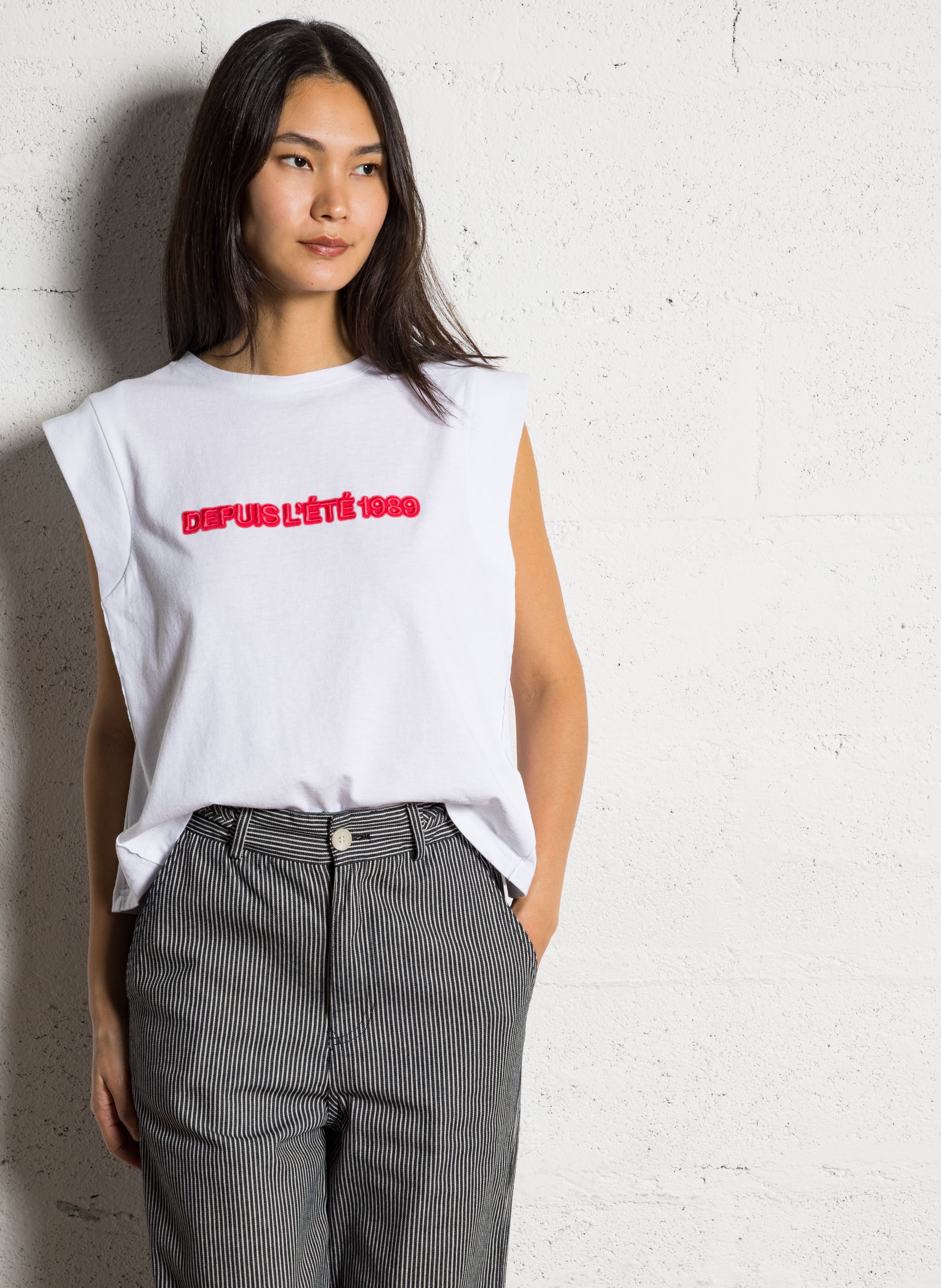 Loose-fit round-neck cotton T-shirt BELLEROSE White