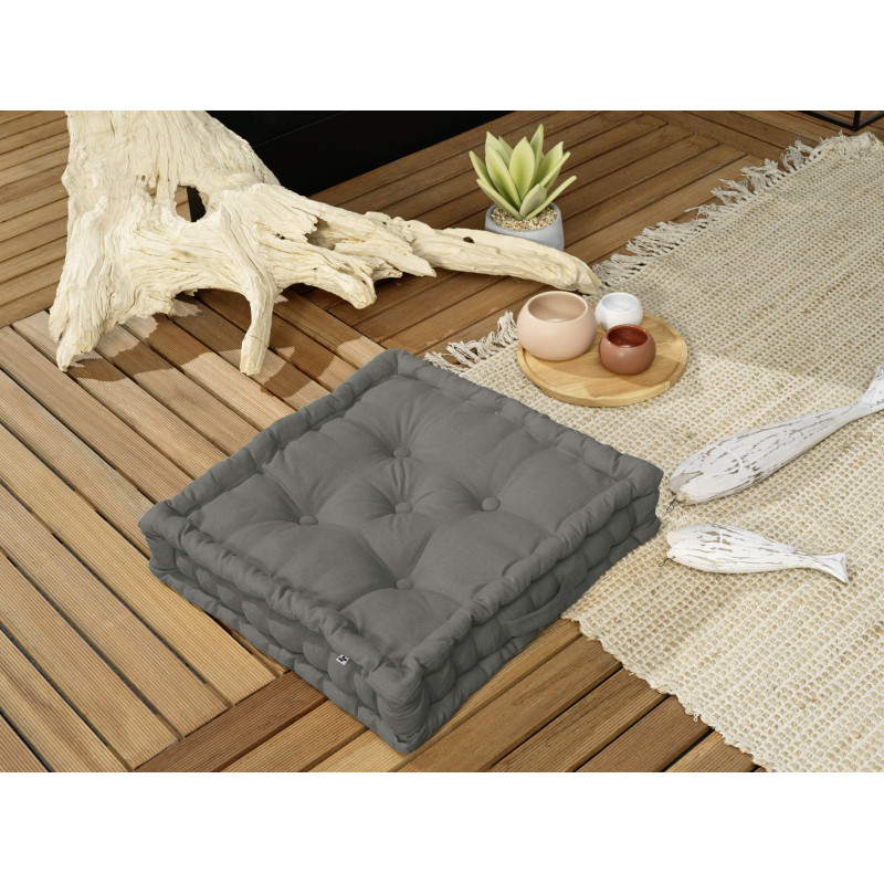 Water-repellent outdoor floor cushion L'EFFET PAPILLON Grey