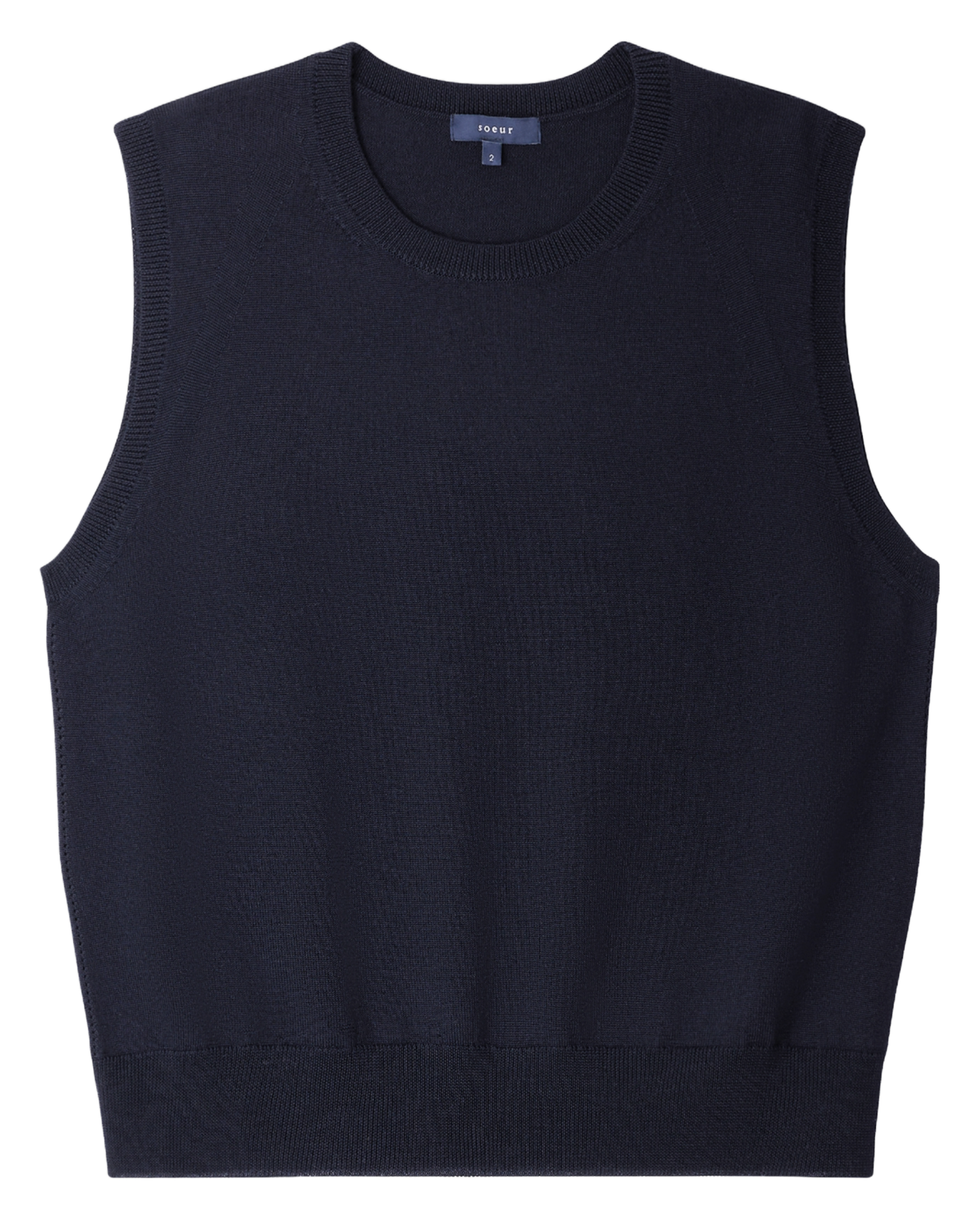 Sleeveless round neck merino wool sweater SOEUR Blue