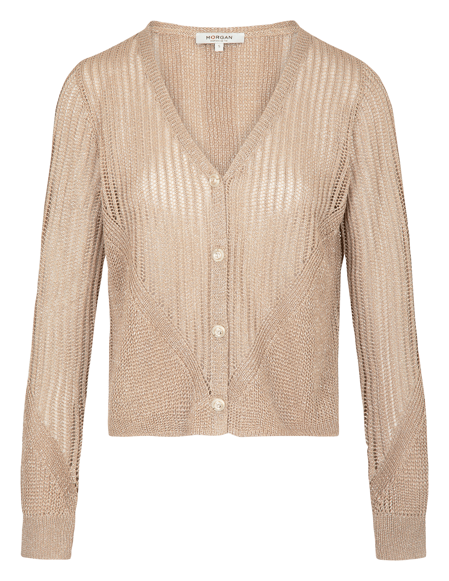 Long-sleeved openwork knit cardigan MORGAN Golden