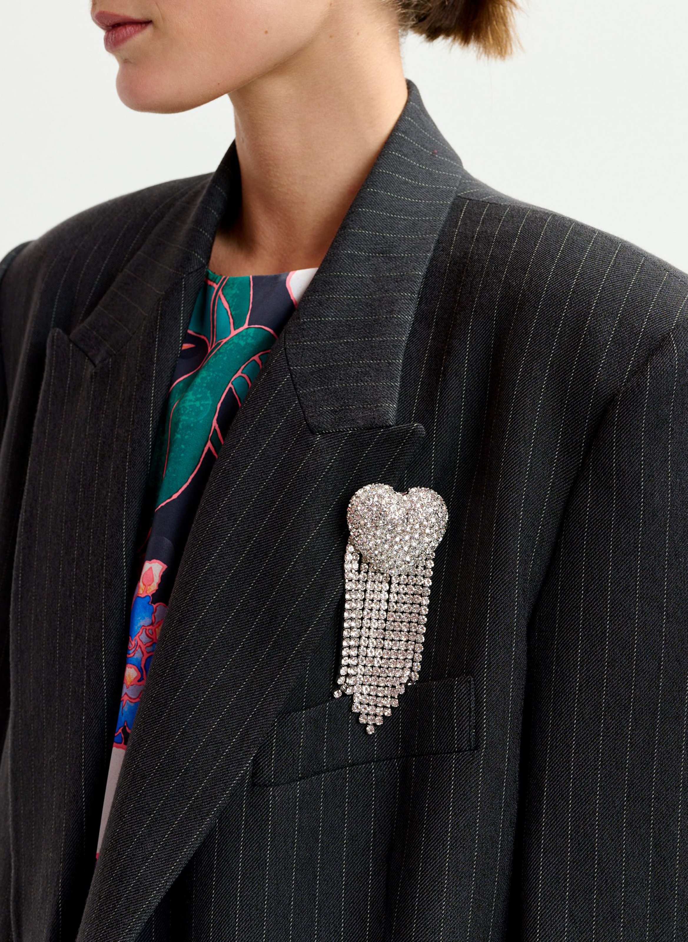 Broche cœur en strass ESSENTIEL ANTWERP Argent