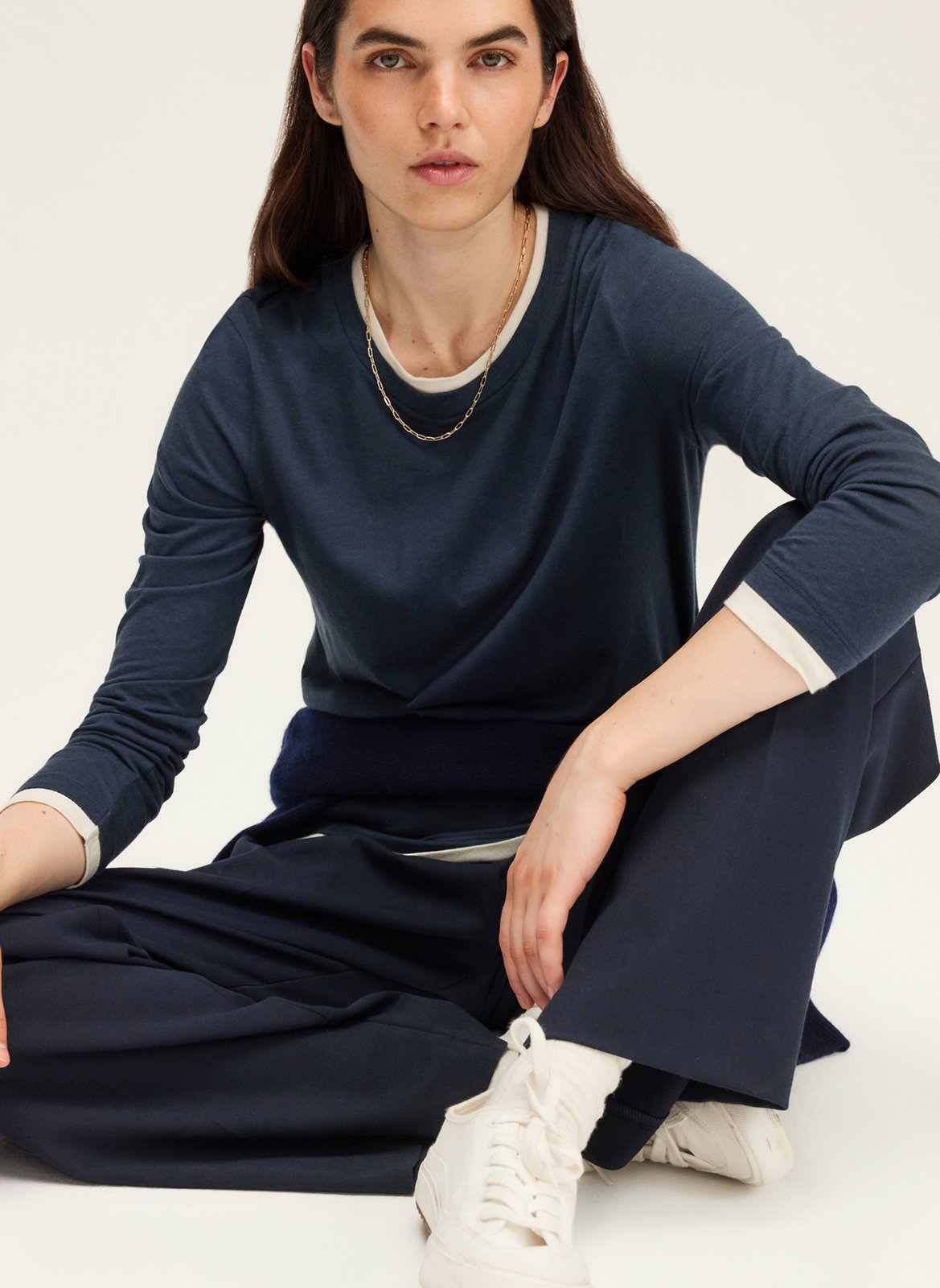 Straight cotton-blend T-shirt PABLO Blue