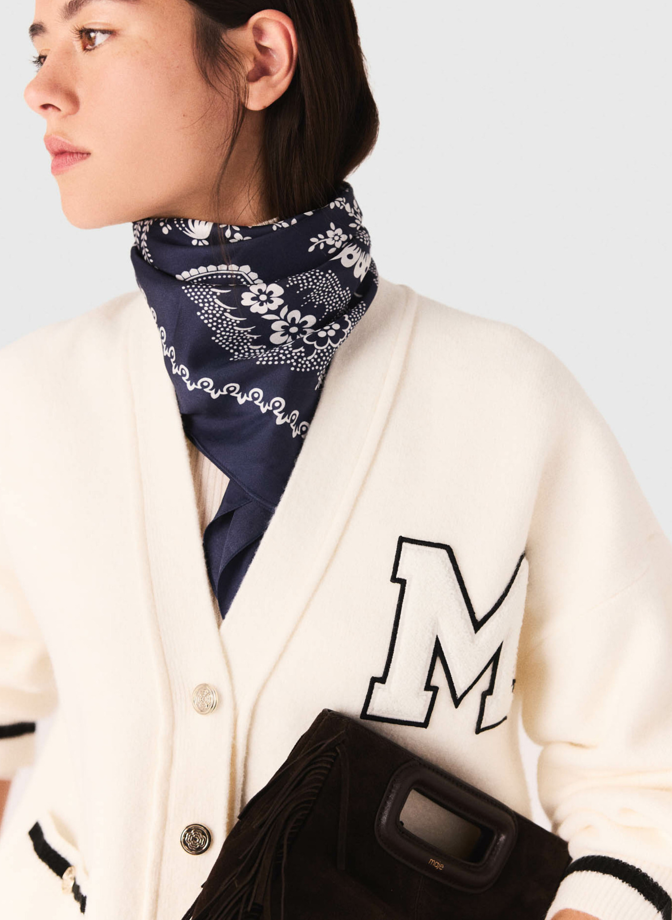 Gilet col V  MAJE Beige