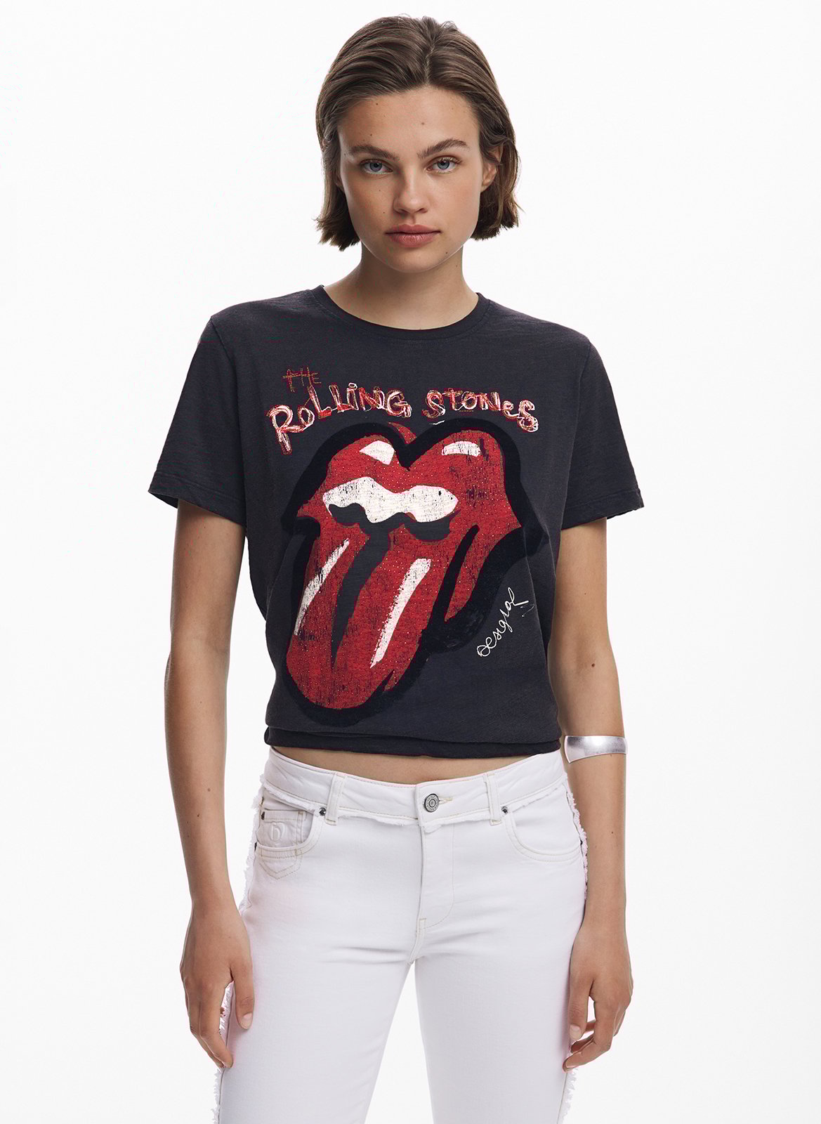 Tee-shirt manches courtes imprimé DESIGUAL Noir