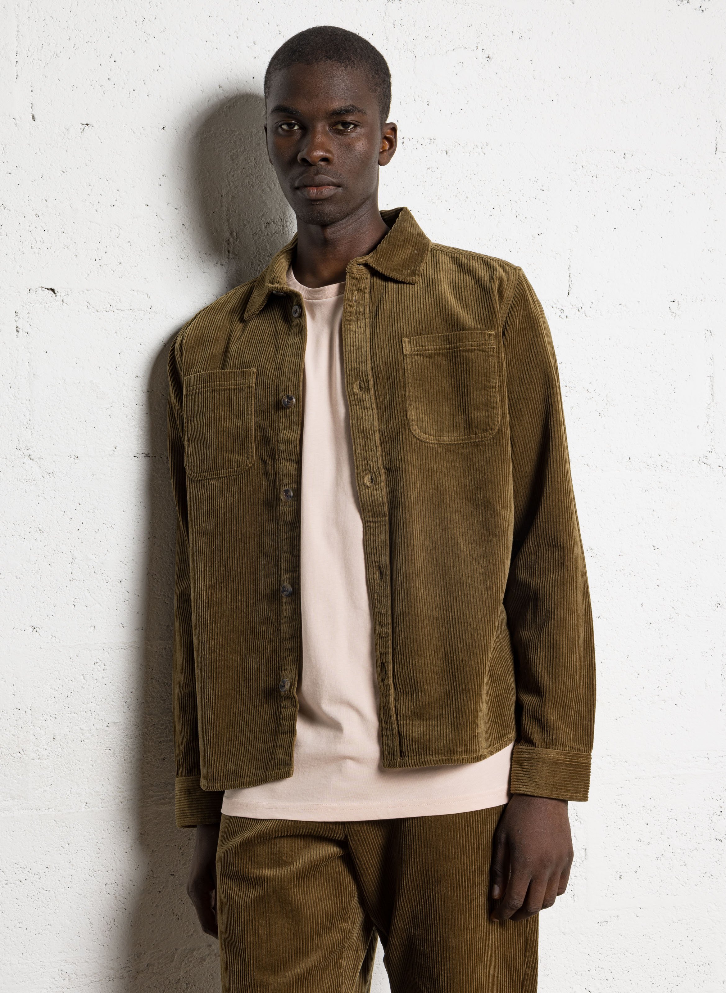 Katoenen overhemd met klassieke kraag LES DEUX Kaki