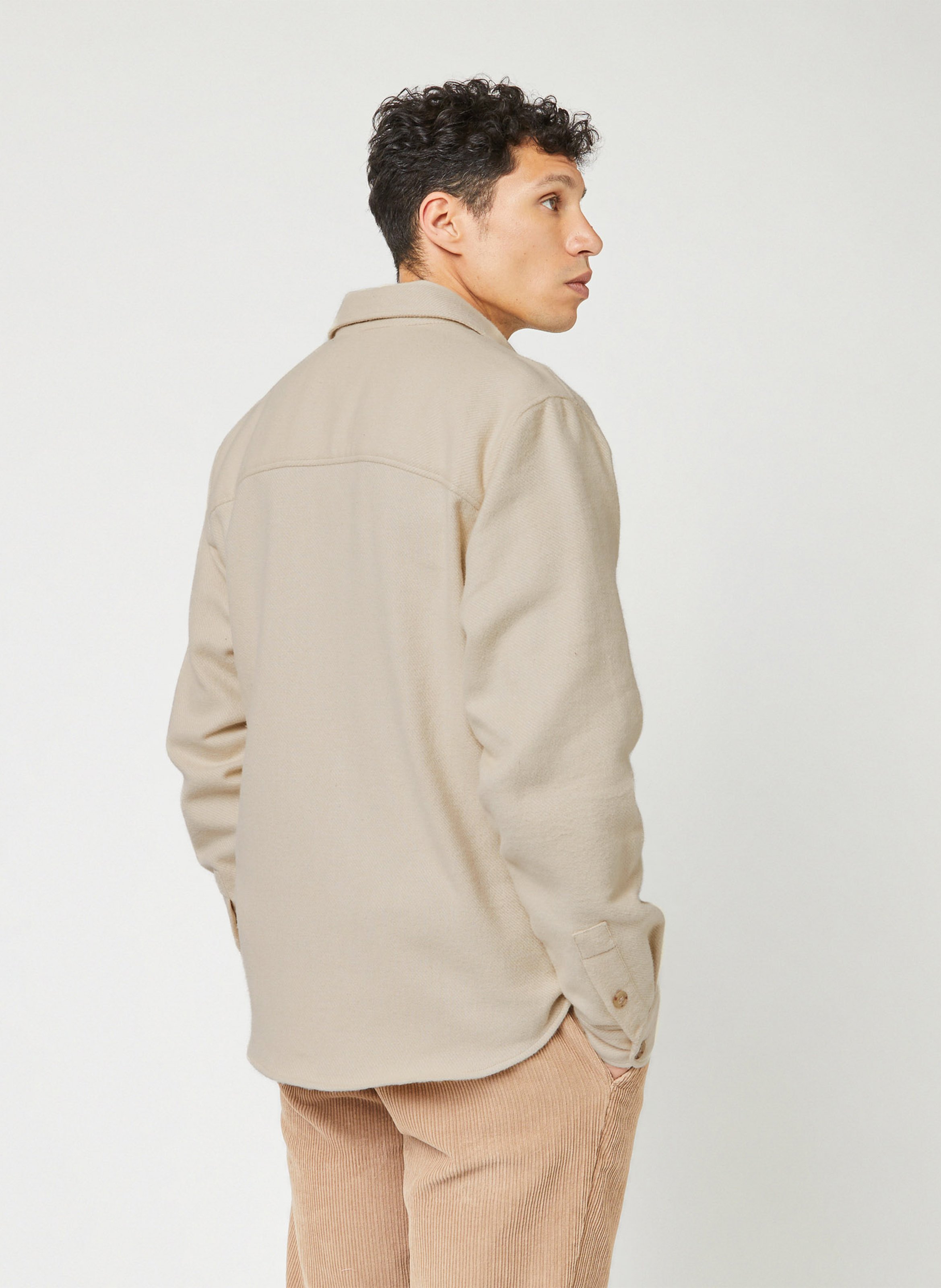 Chemise droite unie en coton FAGUO Beige