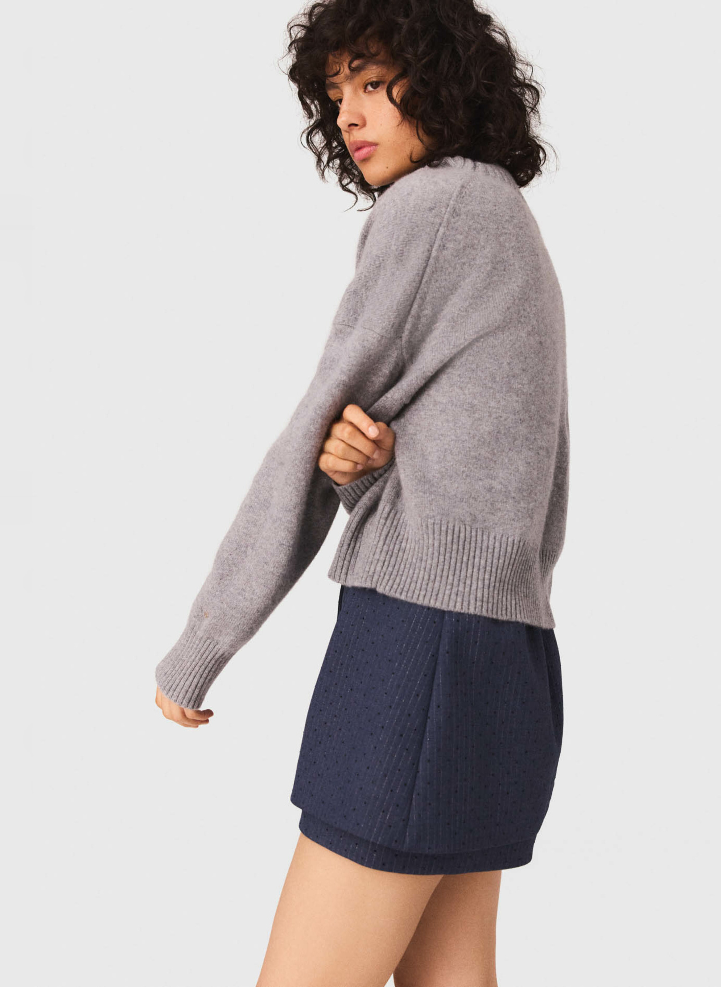 Pull court en cachemire mélangé MAJE Gris