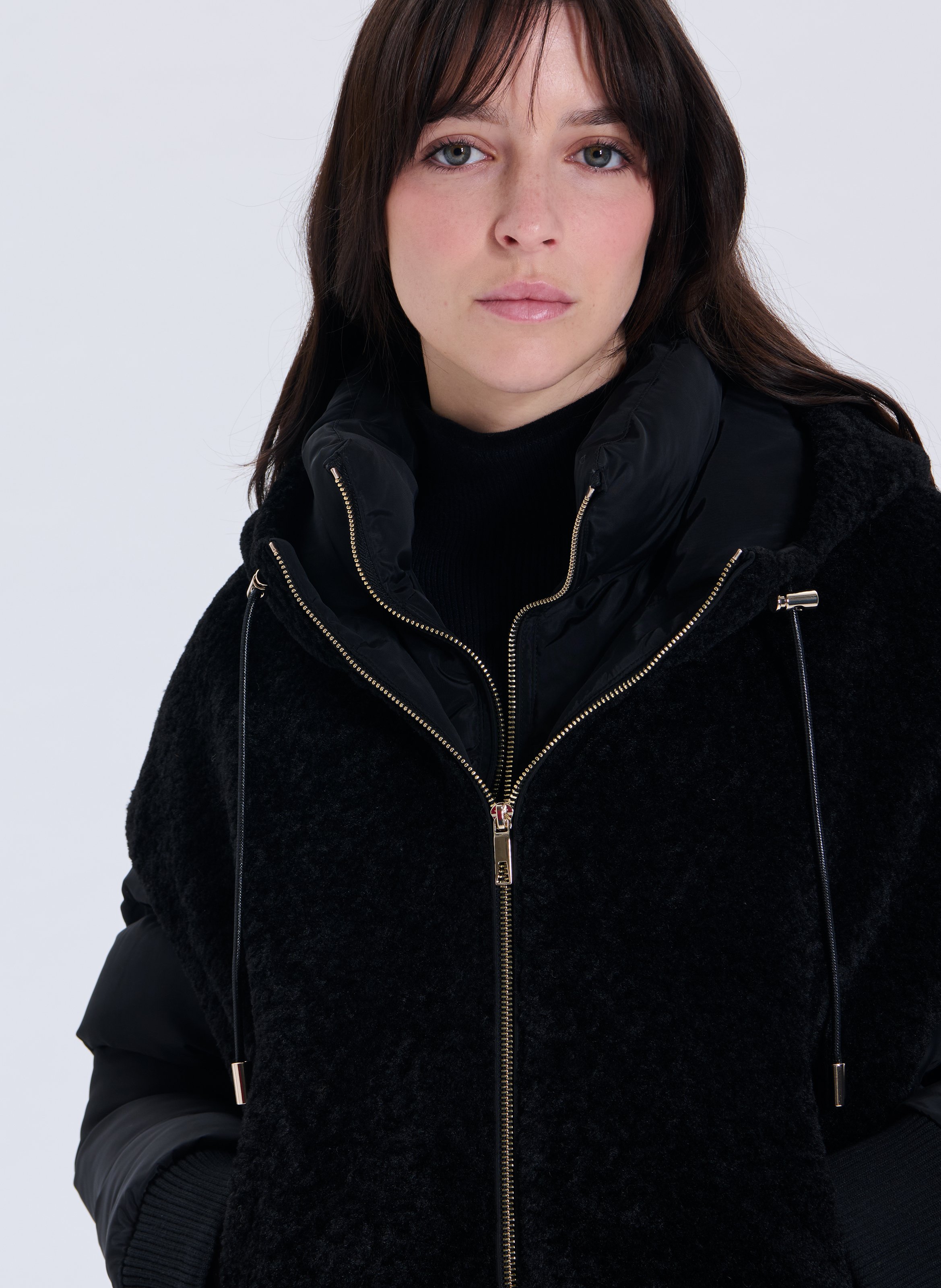 High-neck coat with hood ZAPA Black