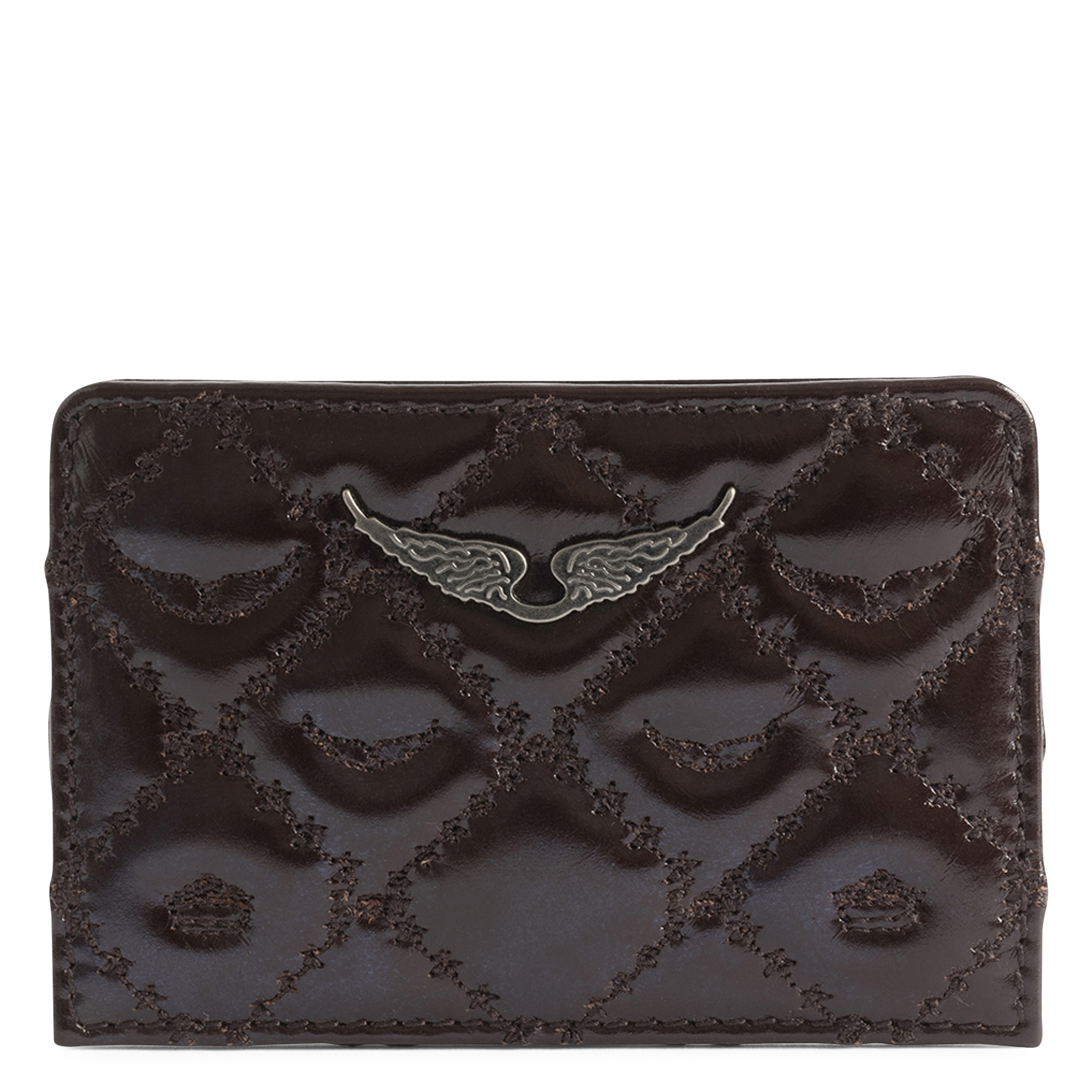 Patent leather card holder ZADIG&VOLTAIRE Brown