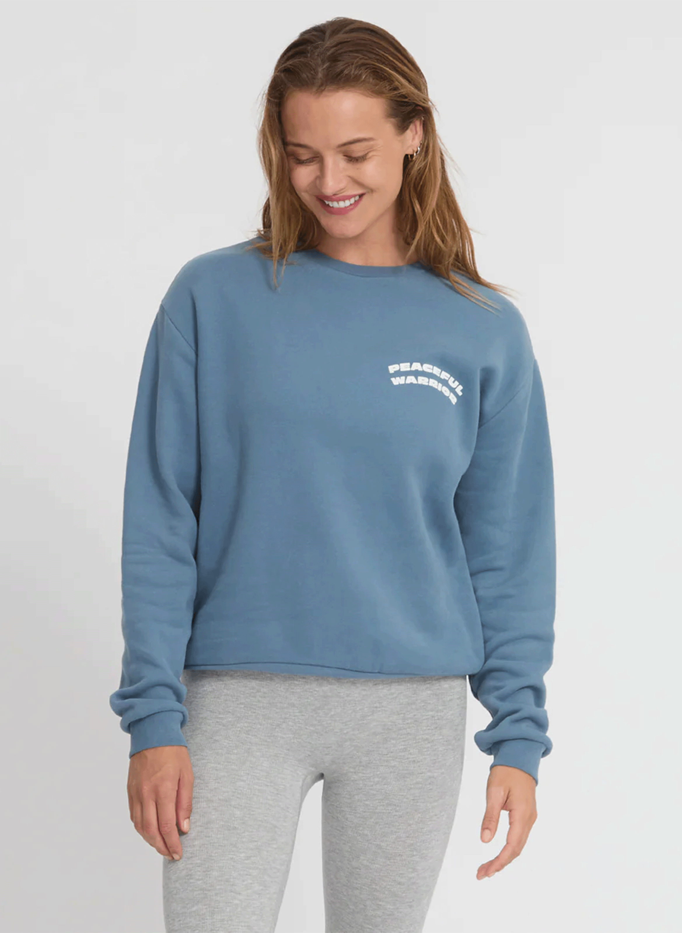 Sweat oversize col rond en coton bio YOGA SEARCHER Bleu