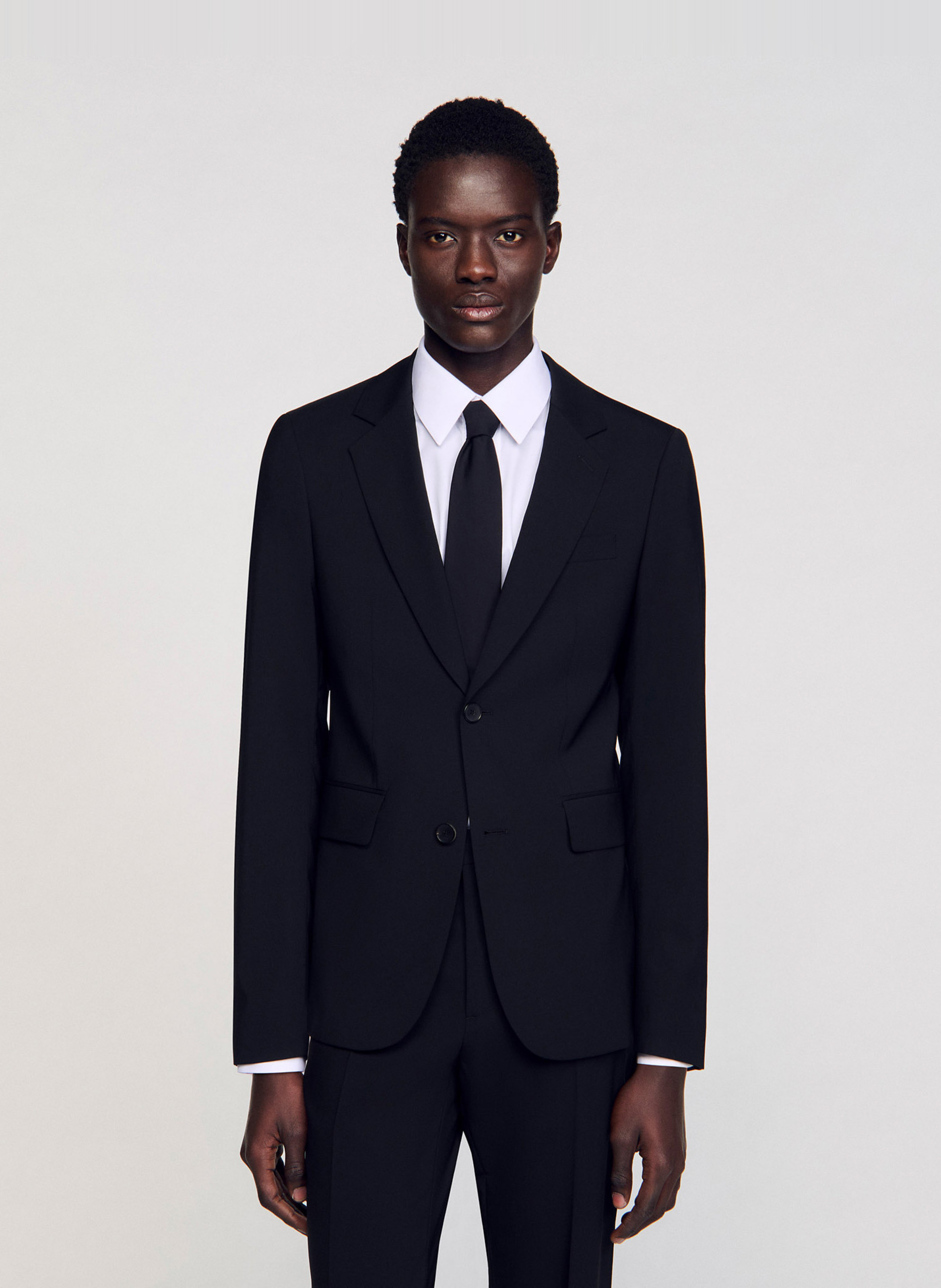 Veste de tailleur en laine mélangée  SANDRO Noir