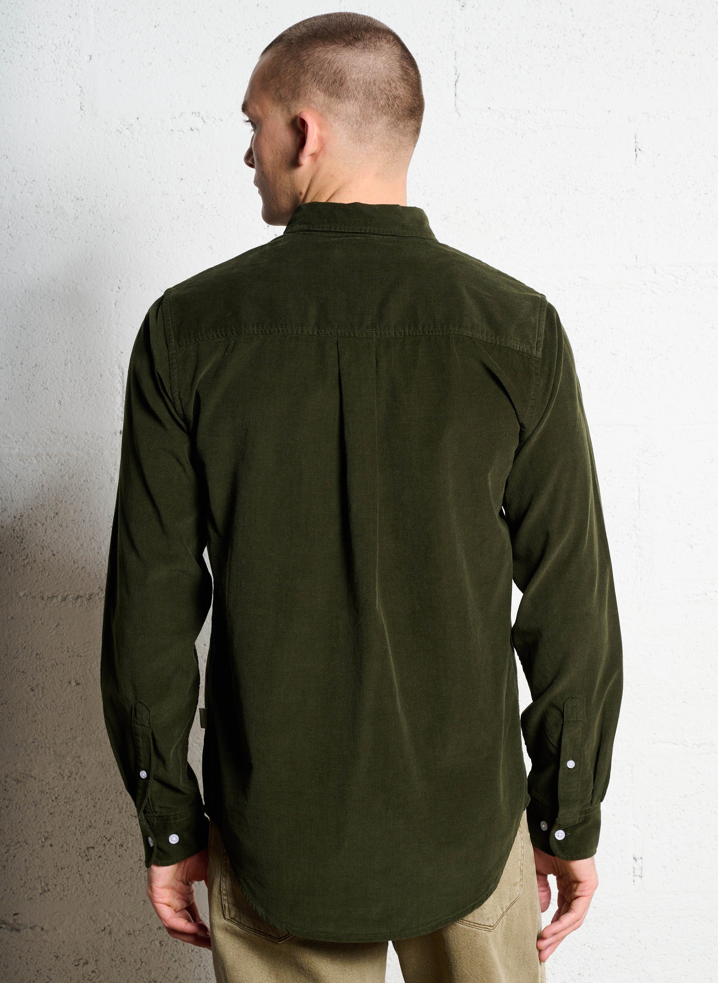 Recht overhemd van biokatoen met klassieke kraag Groen