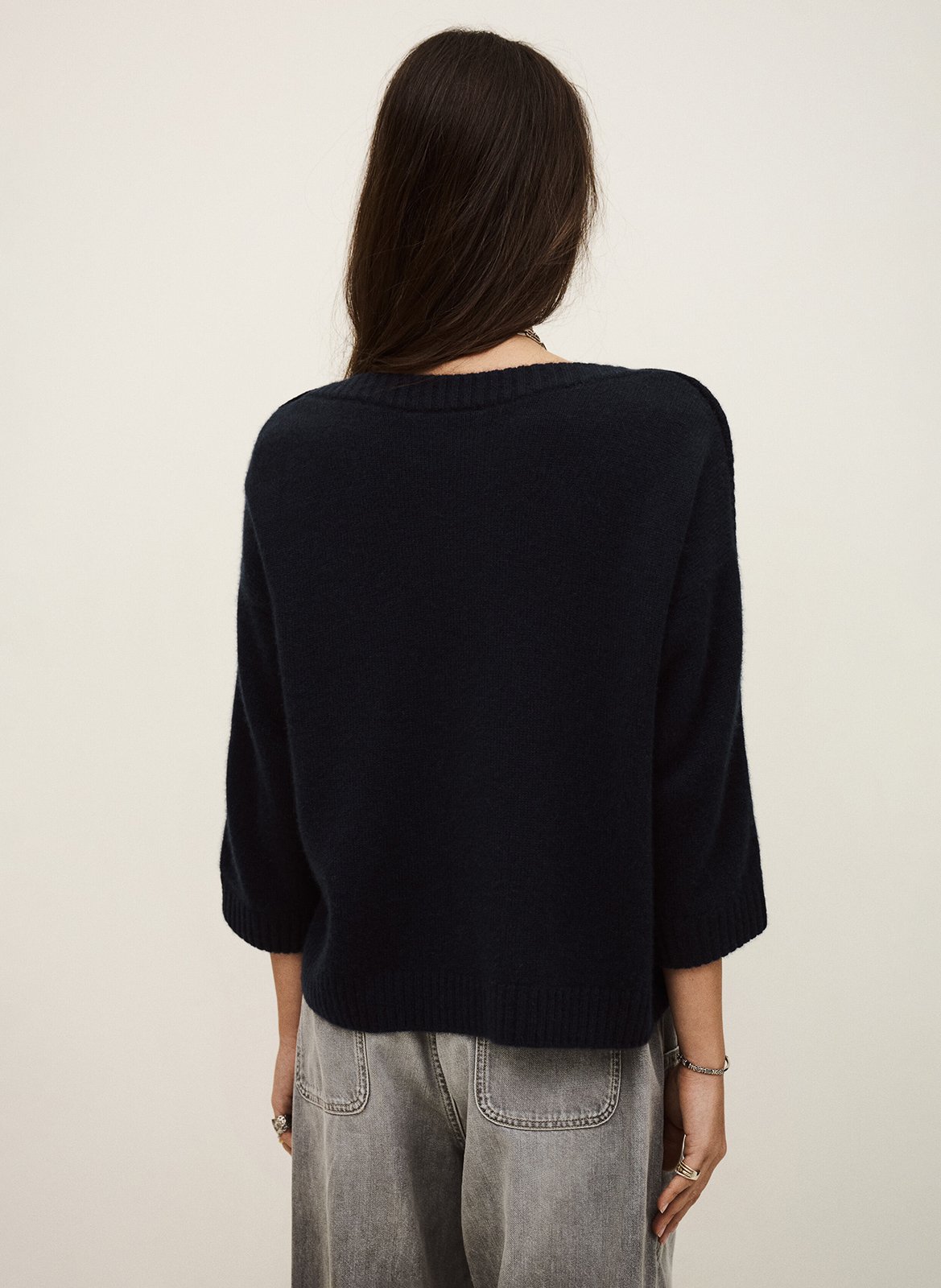 Pull droit col rond en cachemire BA&SH Bleu