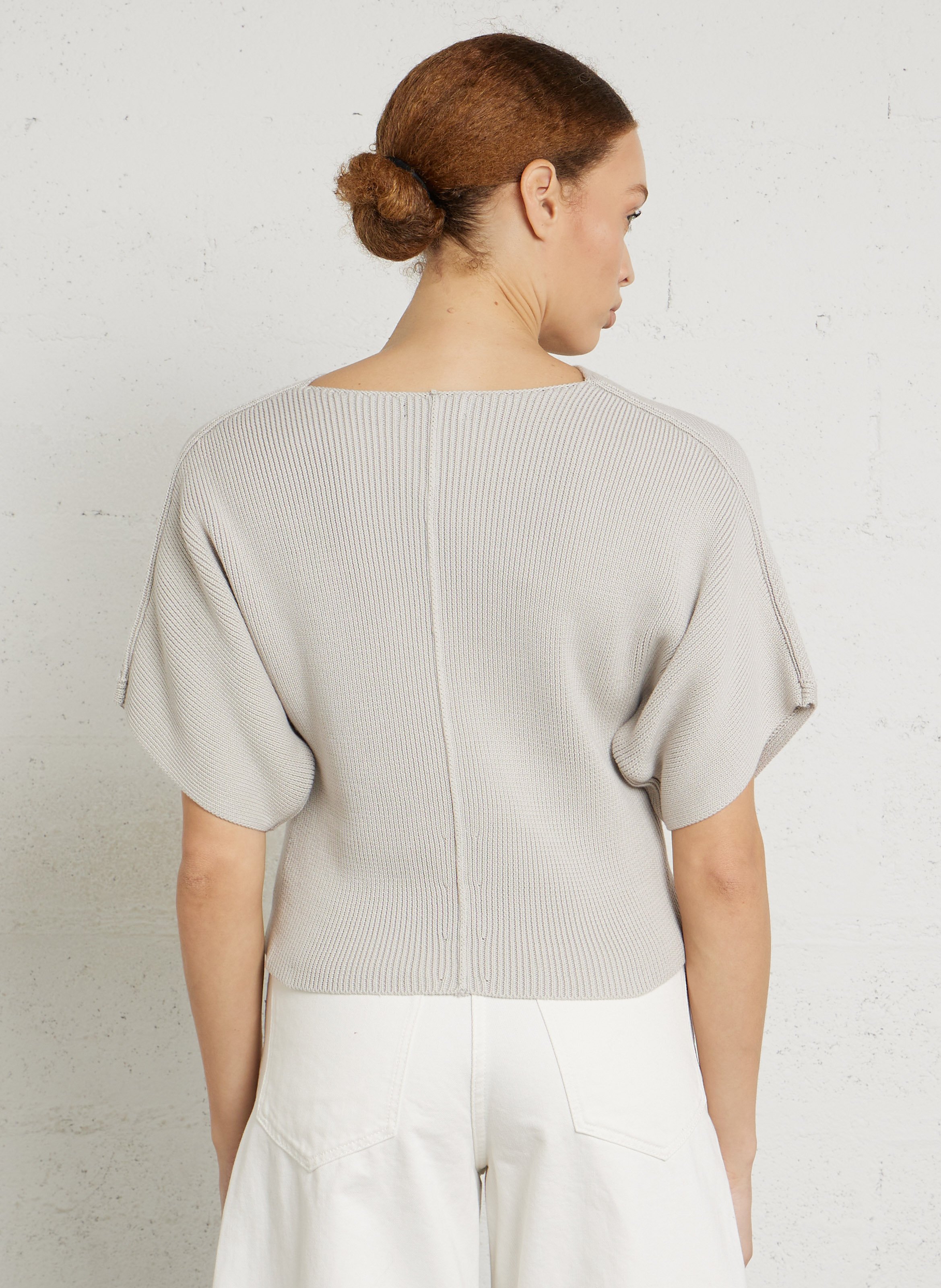 Asymmetrische biologische katoenen trui SOEUR Grijs