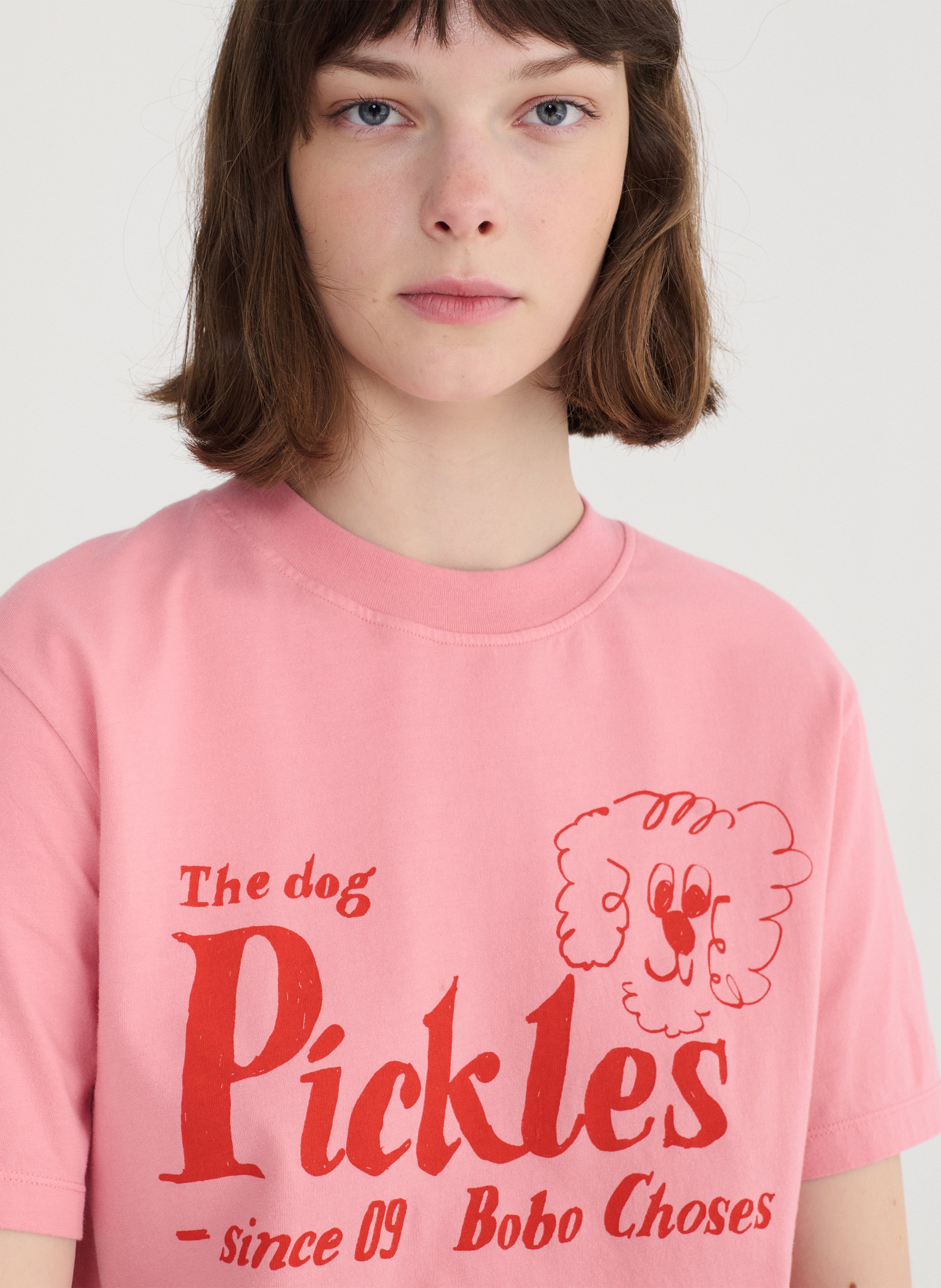 Oversized T-shirt met ronde hals van biologisch katoen met zeefdruk BOBO CHOSES Roze