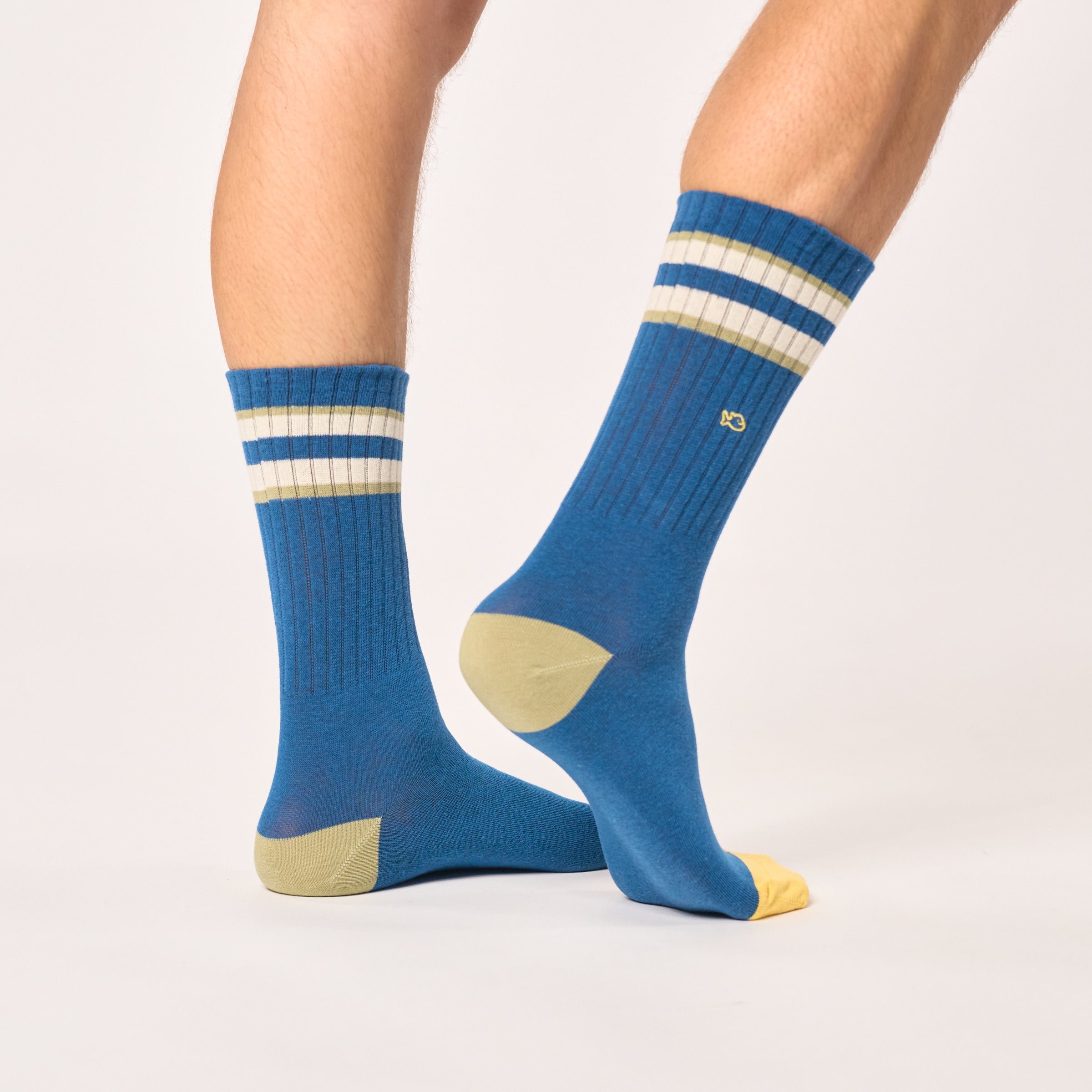 Combed cotton retro socks Blue