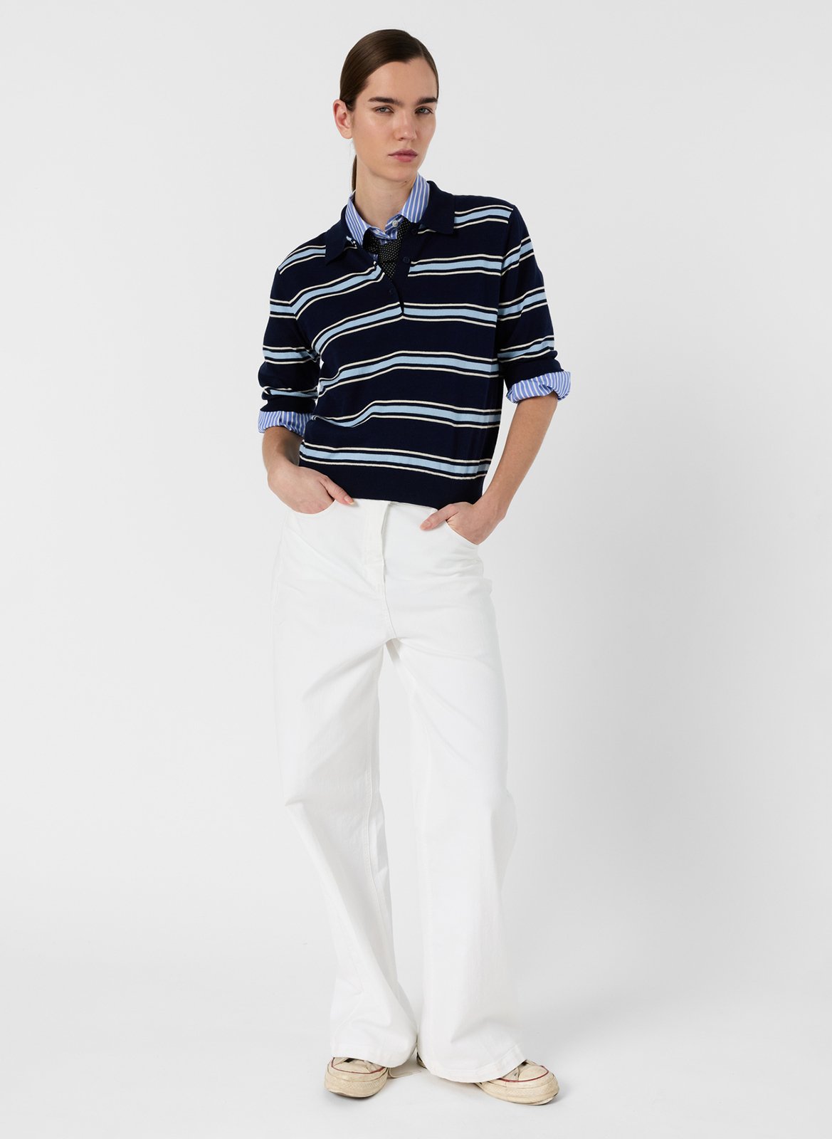 Gerade geschnittenes Poloshirt aus Baumwolle mit Streifen GERARD DAREL Blau