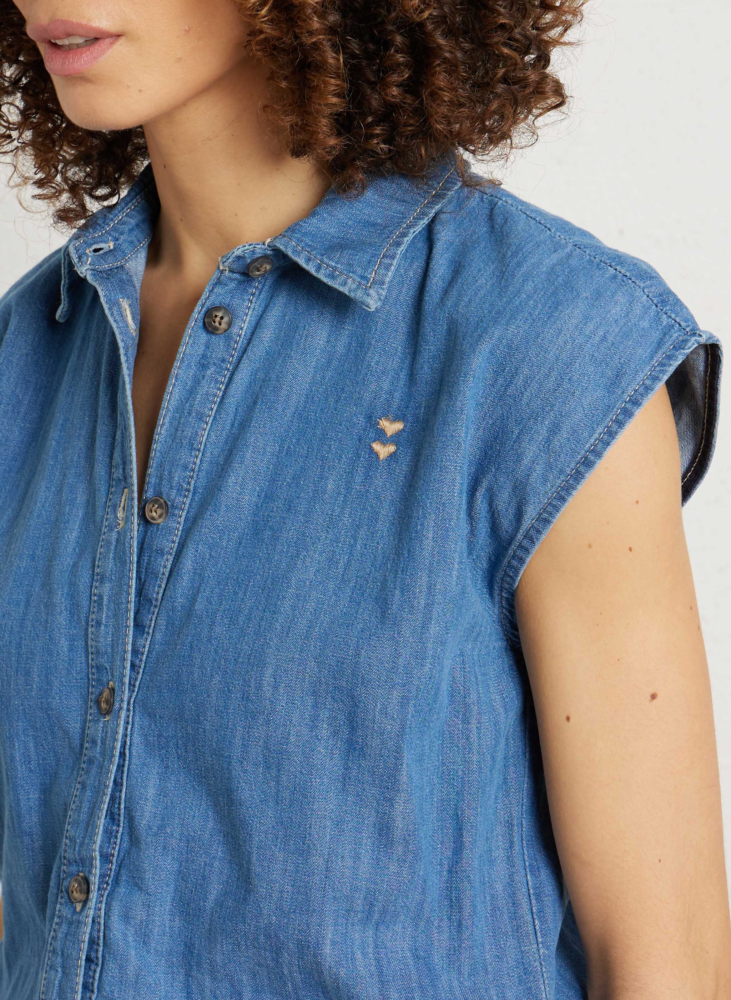 Classic cotton denim jumpsuit PLEASE Blue