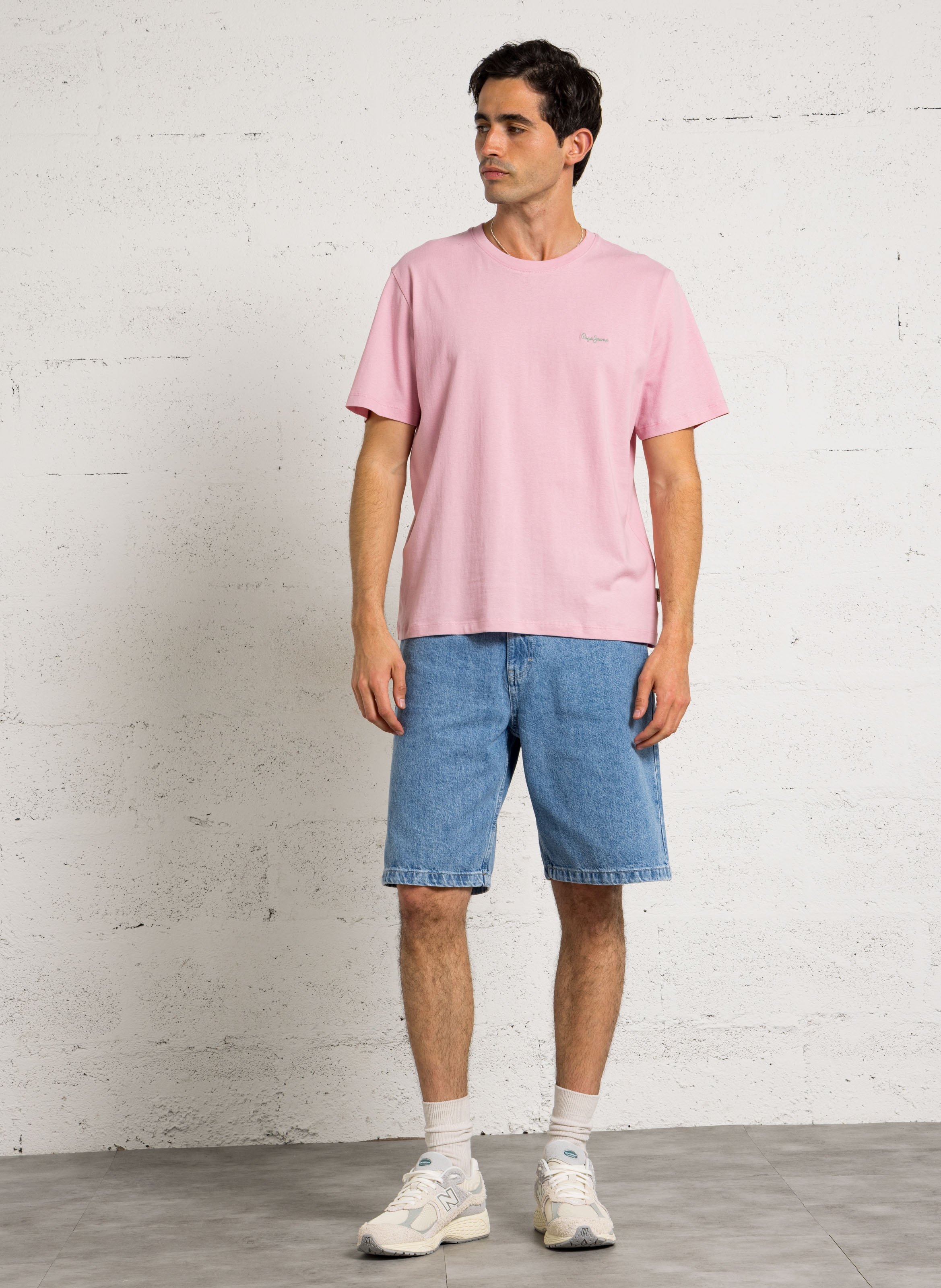 Tee-shirt en coton col rond PEPE JEANS Rose