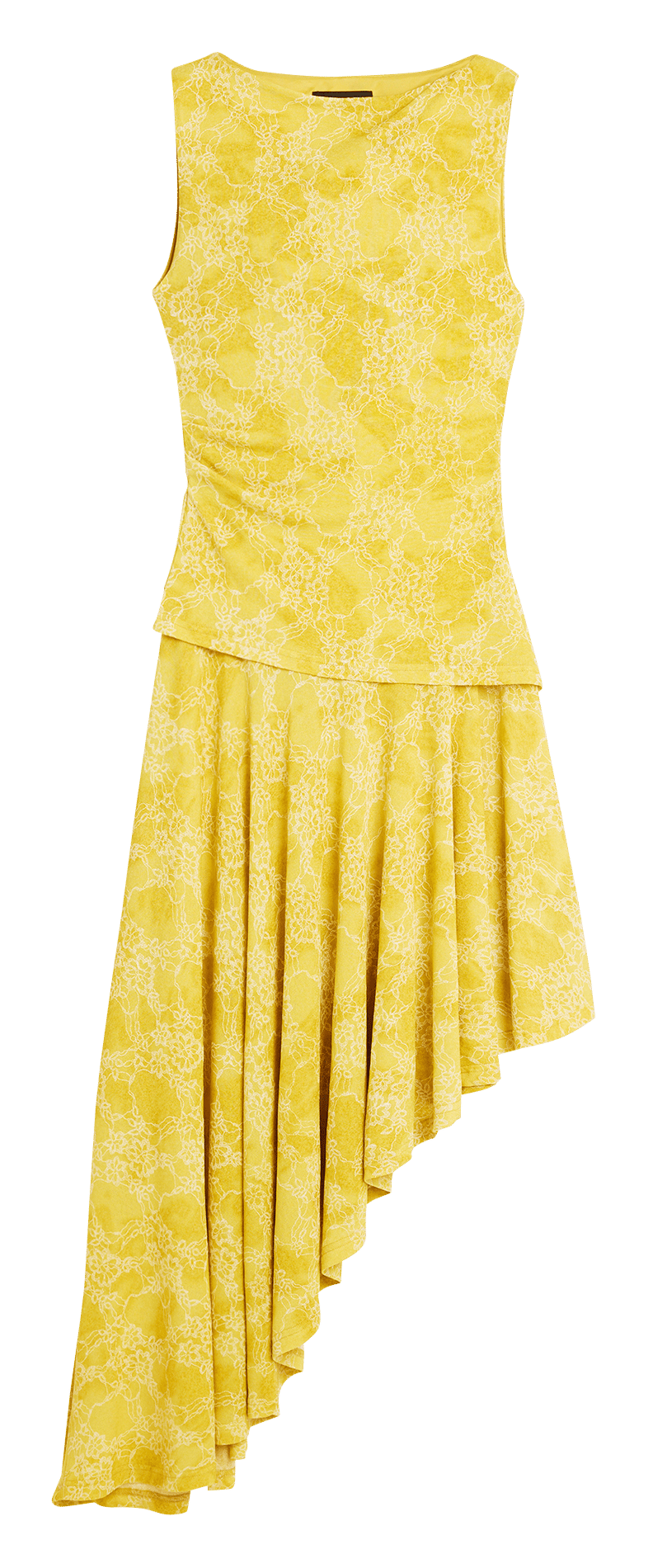Robe courte asymétrique imprimée col rond DESIGUAL Jaune