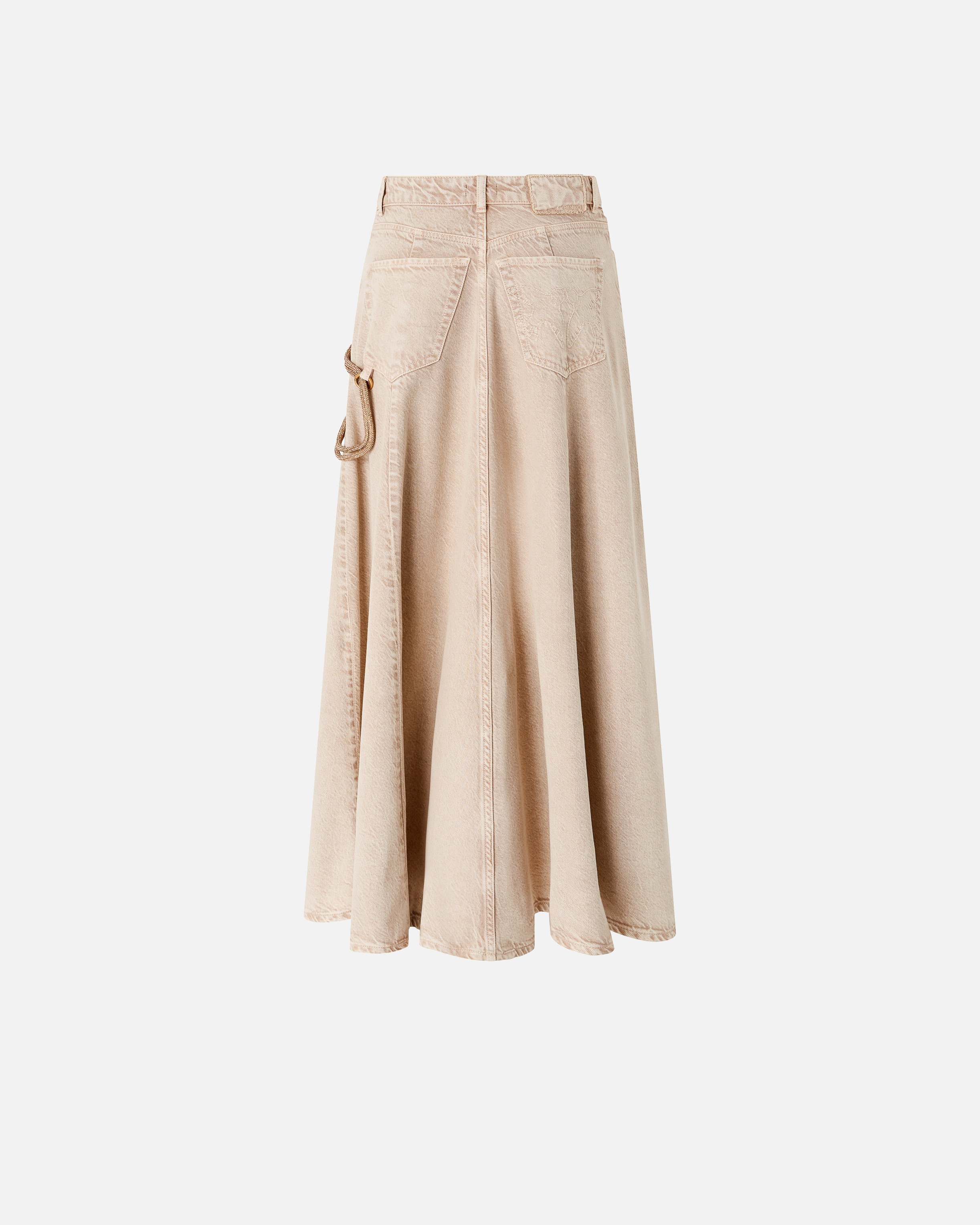 Midi denim skirt with jewel cord PINKO Beige