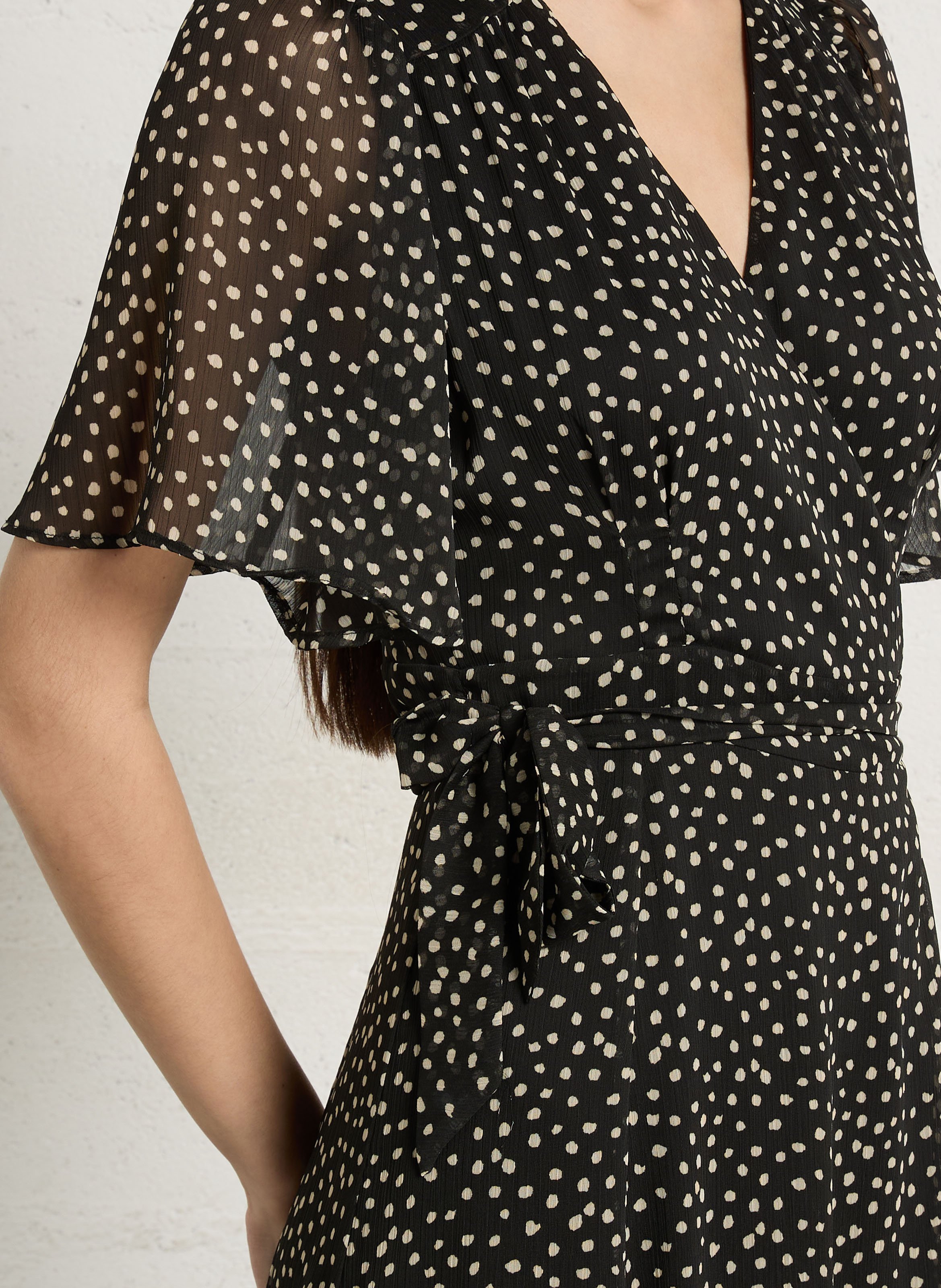 Polka dot midi wrap dress SUD EXPRESS Black