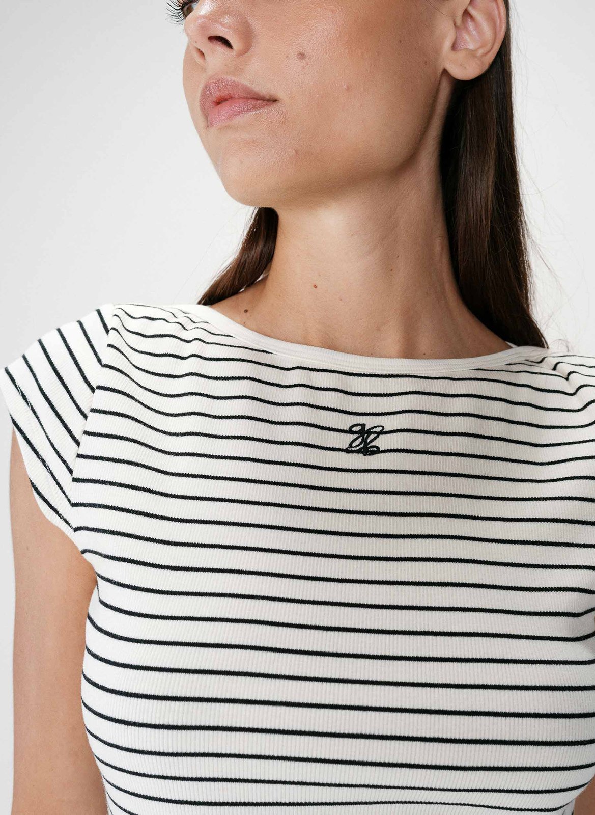 Tee-shirt à rayures col rond GRACE ET MILA Blanc